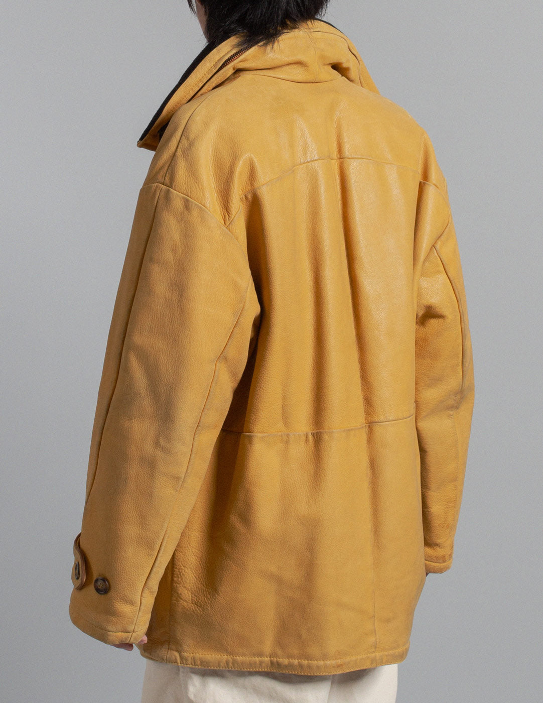 Gianfranco Ferré vintage honey mustard leather padded utility jacket back detail