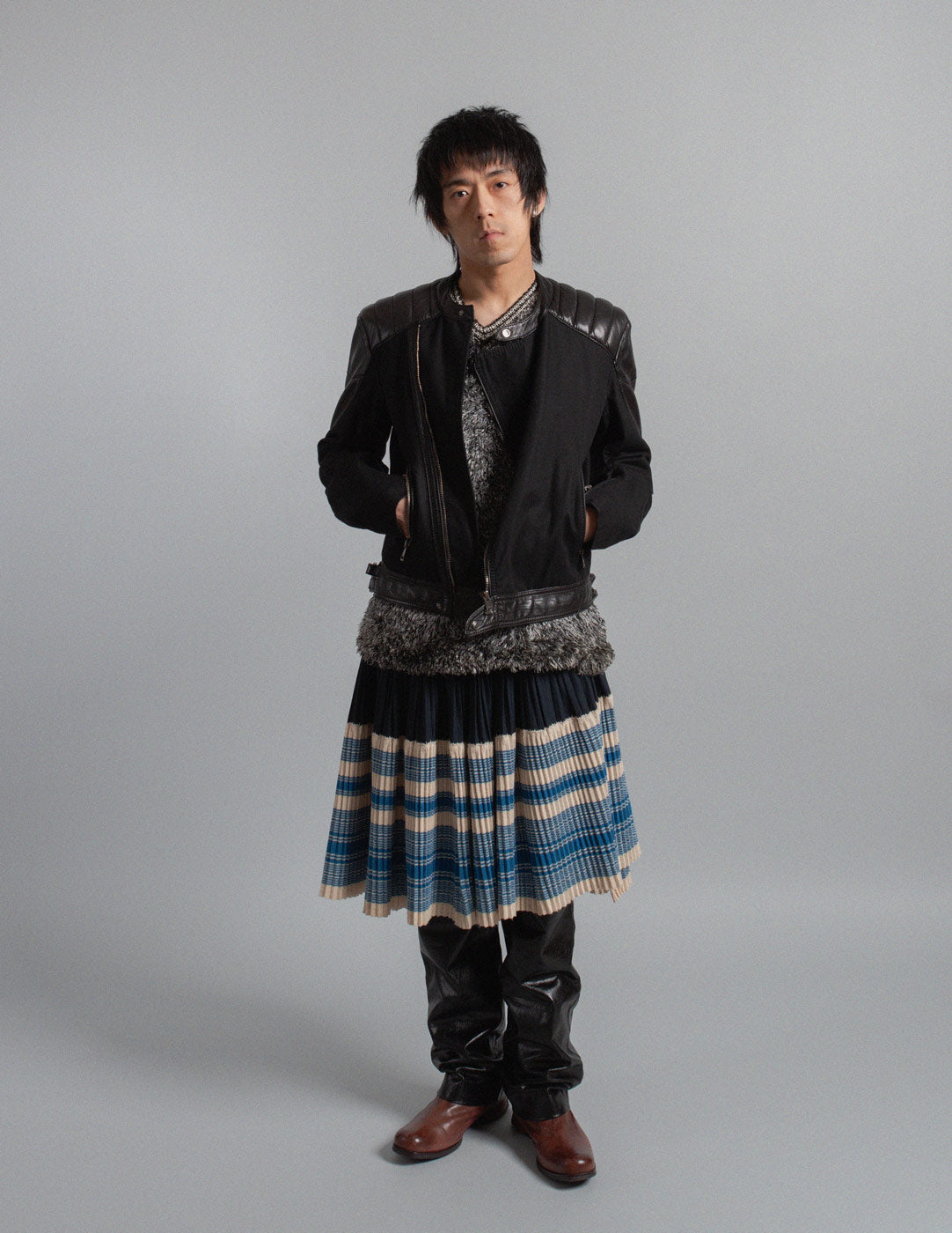 Kapital indigo pleated smocked convertible wrap skirt