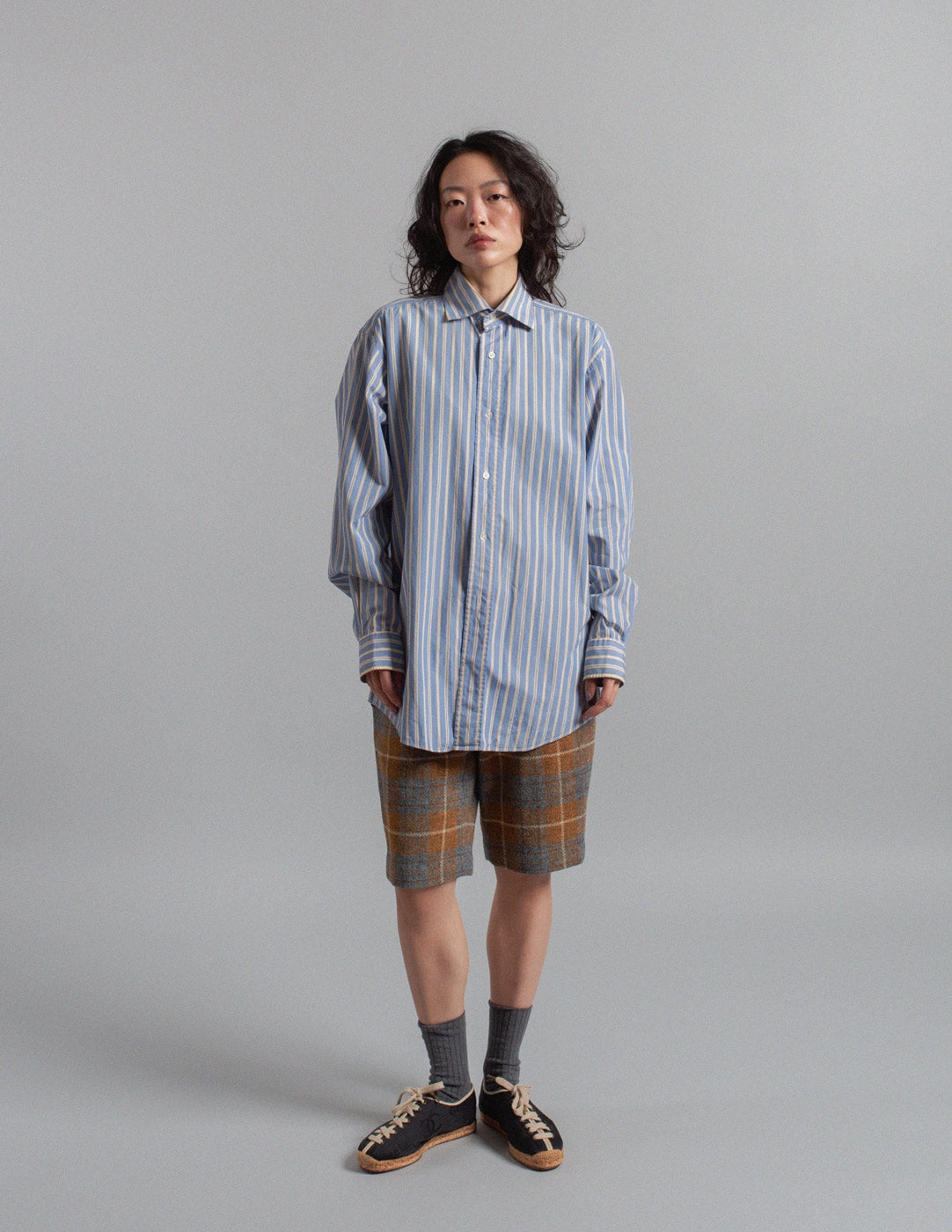 Hermès blue and yellow stripe cotton button-down shirt