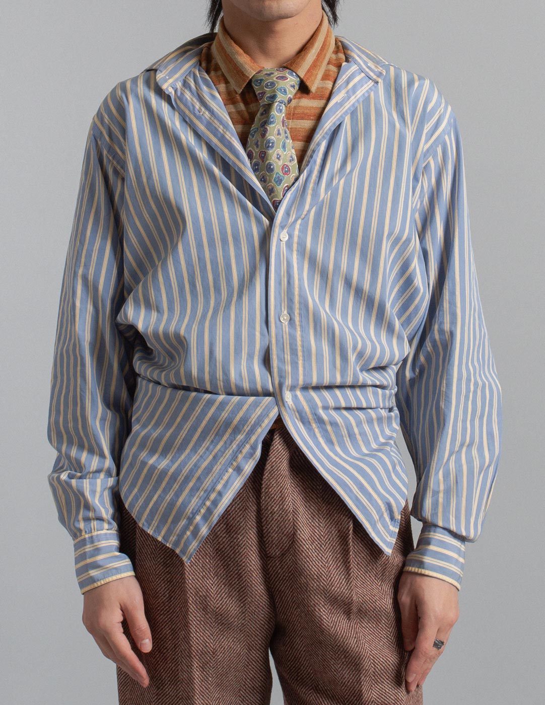 Hermès blue and yellow stripe cotton button-down shirt