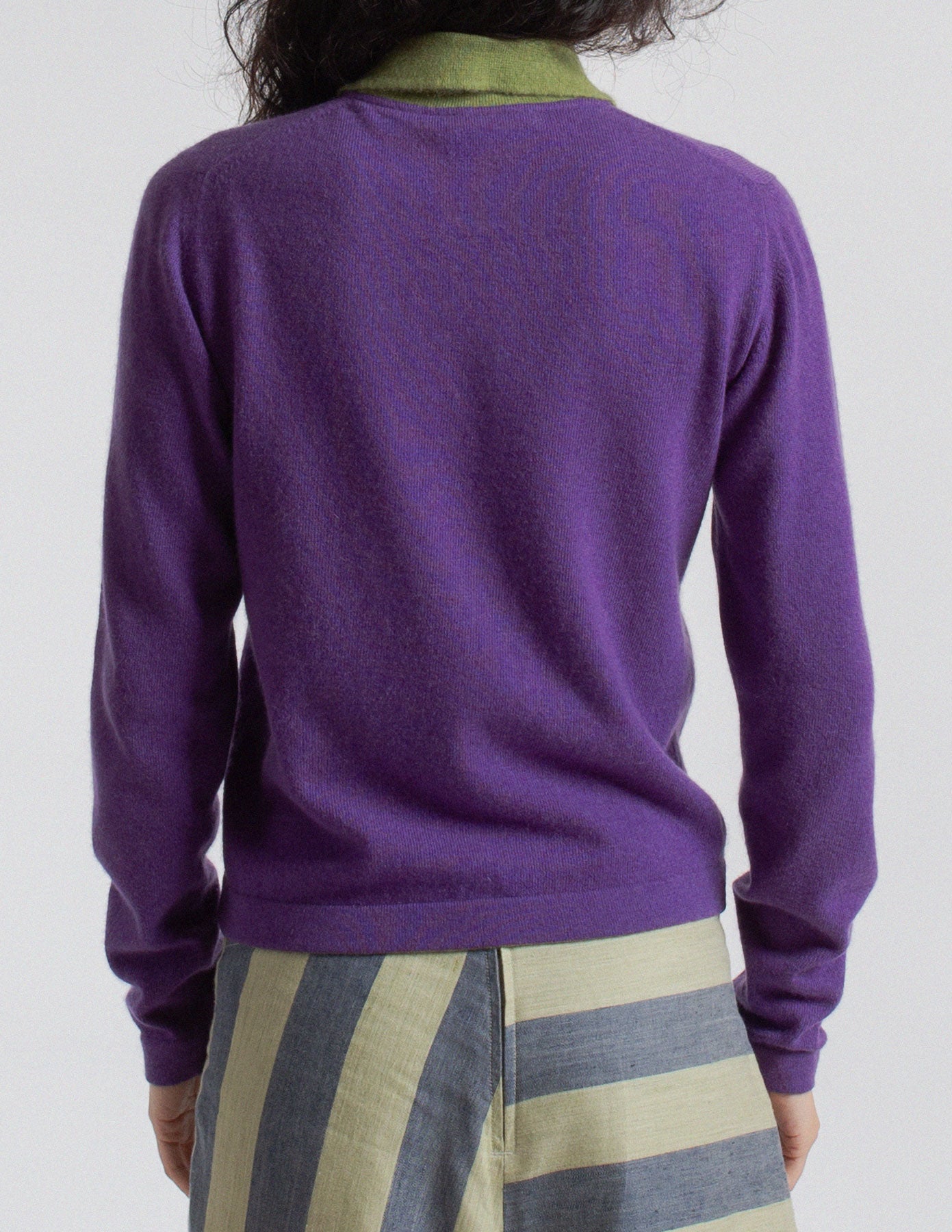 vintage purple and green cashmere polo knit