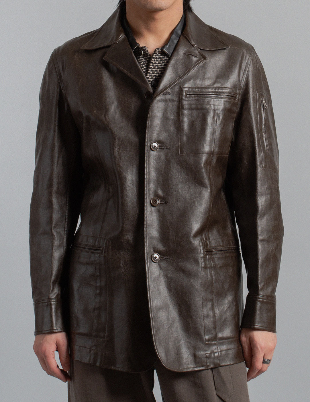 Issey Miyake vintage laminated cotton blazer detail