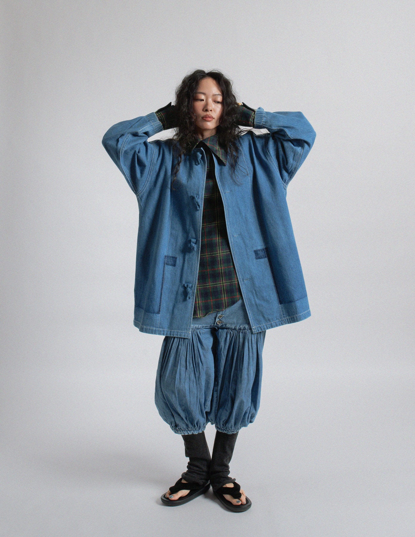 Issey Miyake vintage denim jacket with knot closure