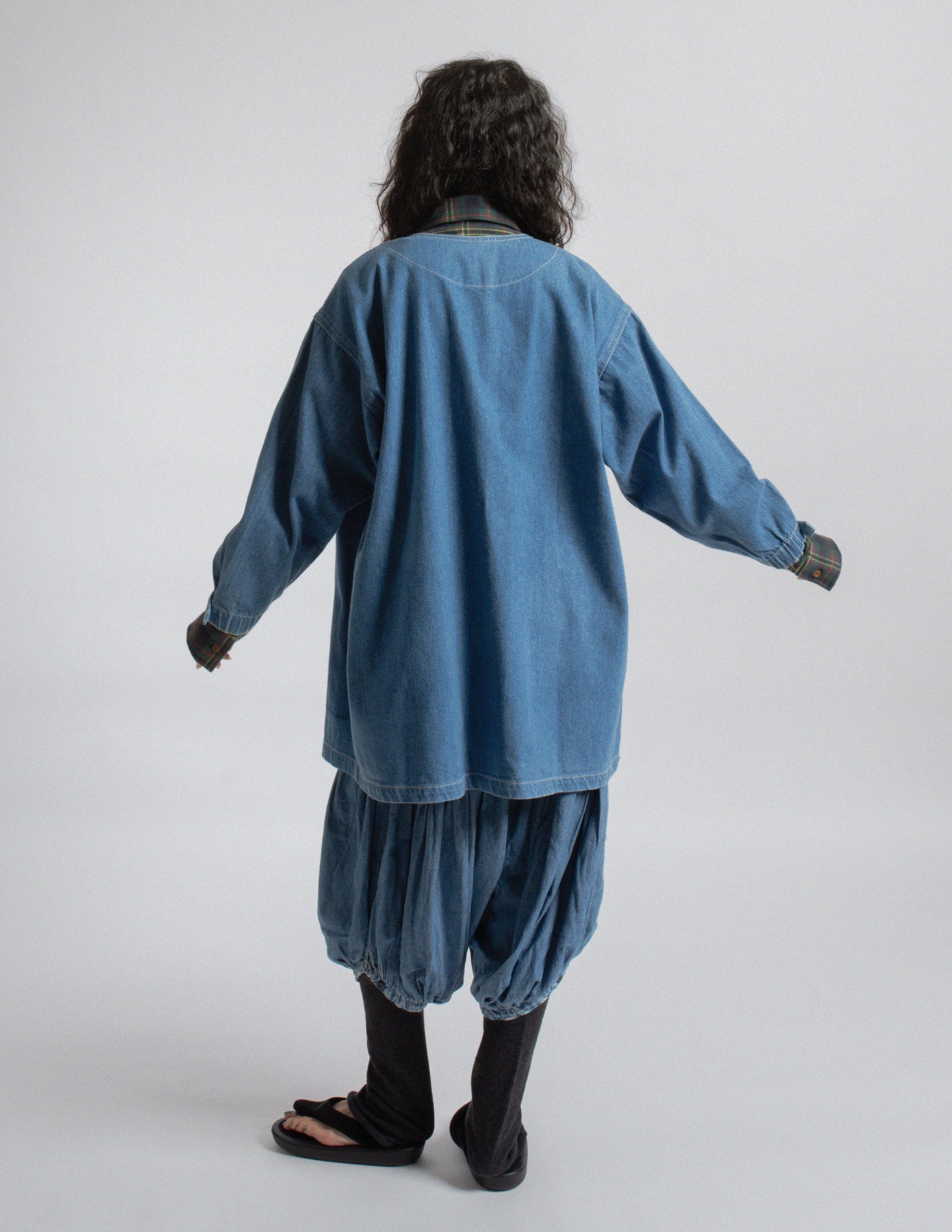 Issey Miyake vintage denim jacket with knot closure back view