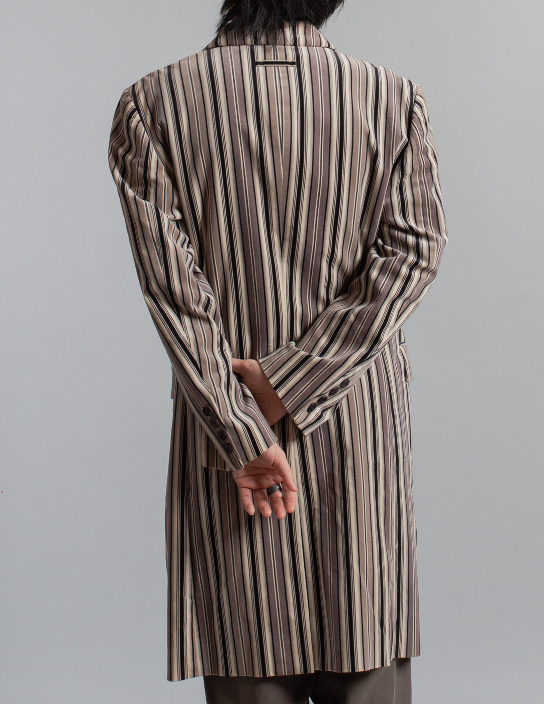 Jean Paul Gaultier vintage vertical stripe velvet coat back detail