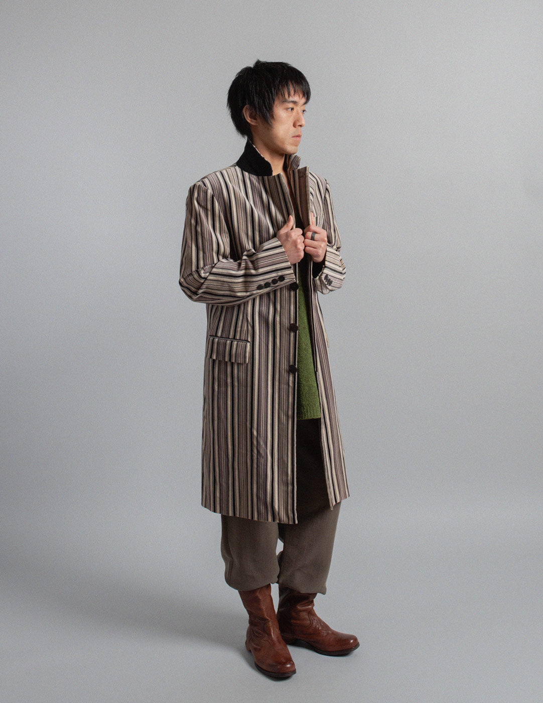 Jean Paul Gaultier vintage vertical stripe velvet coat