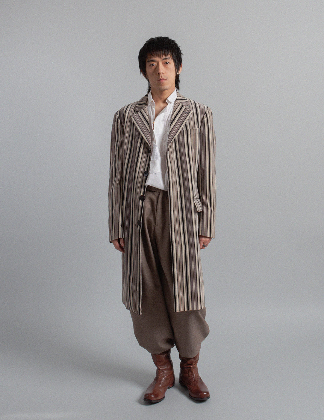 Jean Paul Gaultier vintage vertical stripe velvet coat