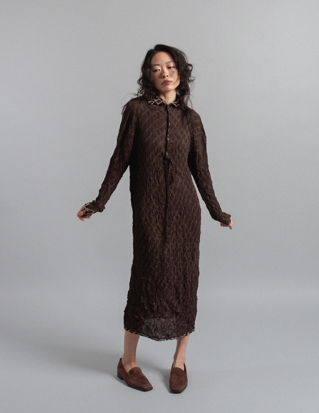 Issey Miyake vintage reversible geometric pattern crinkled dress