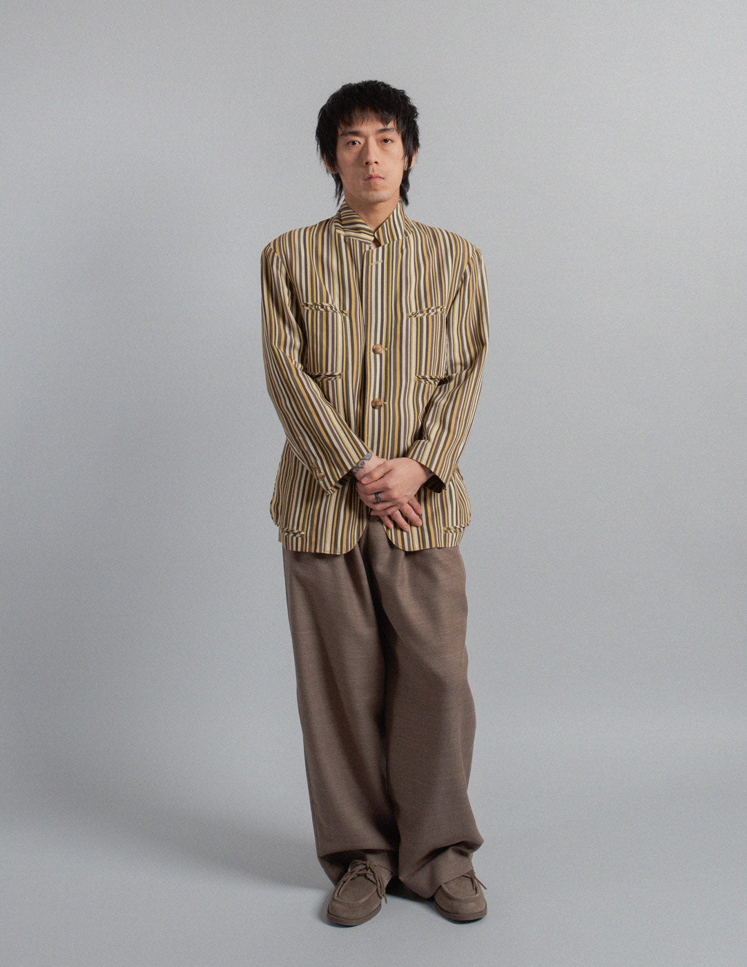 Issey Miyake vintage striped cotton blazer