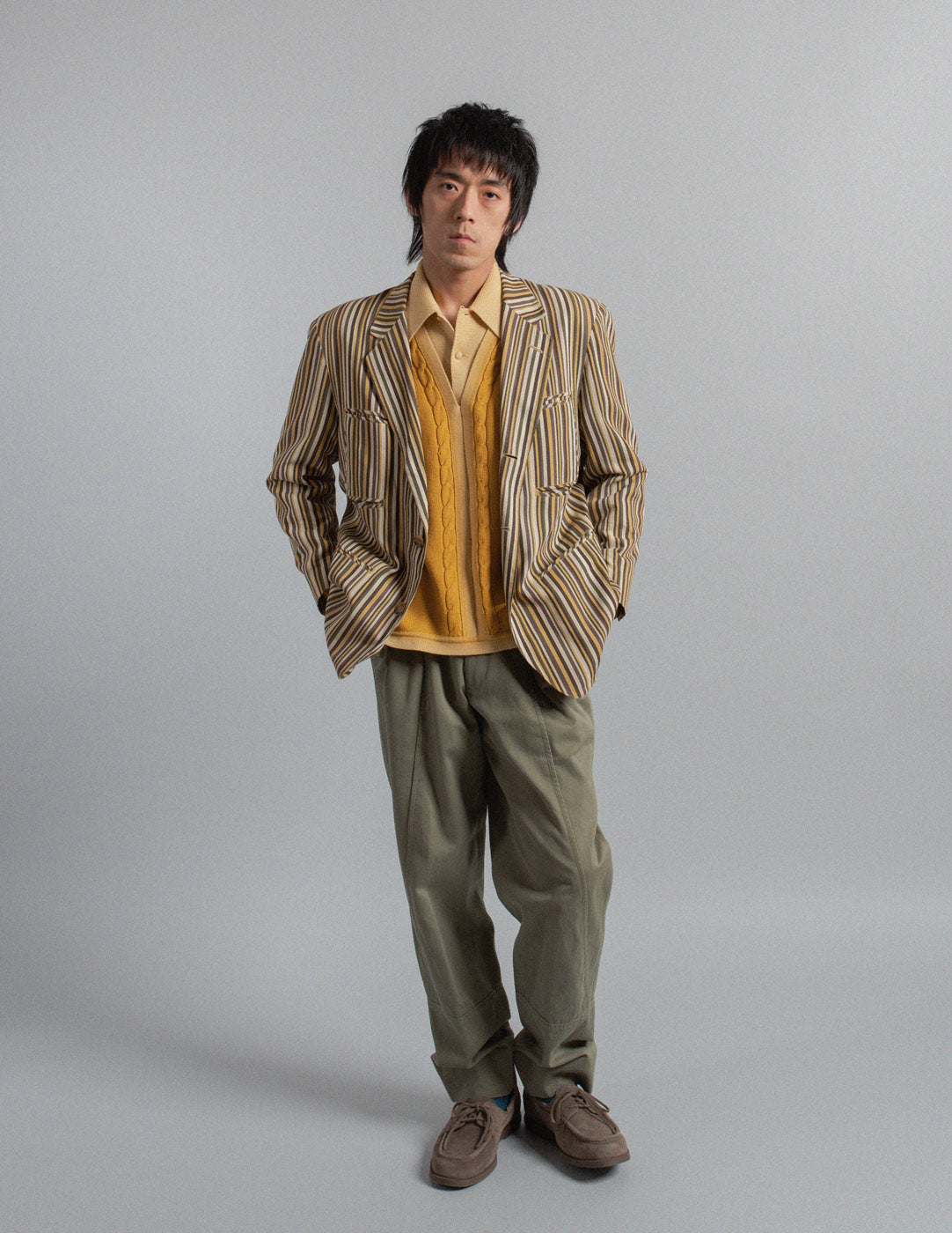 Issey Miyake vintage striped cotton blazer