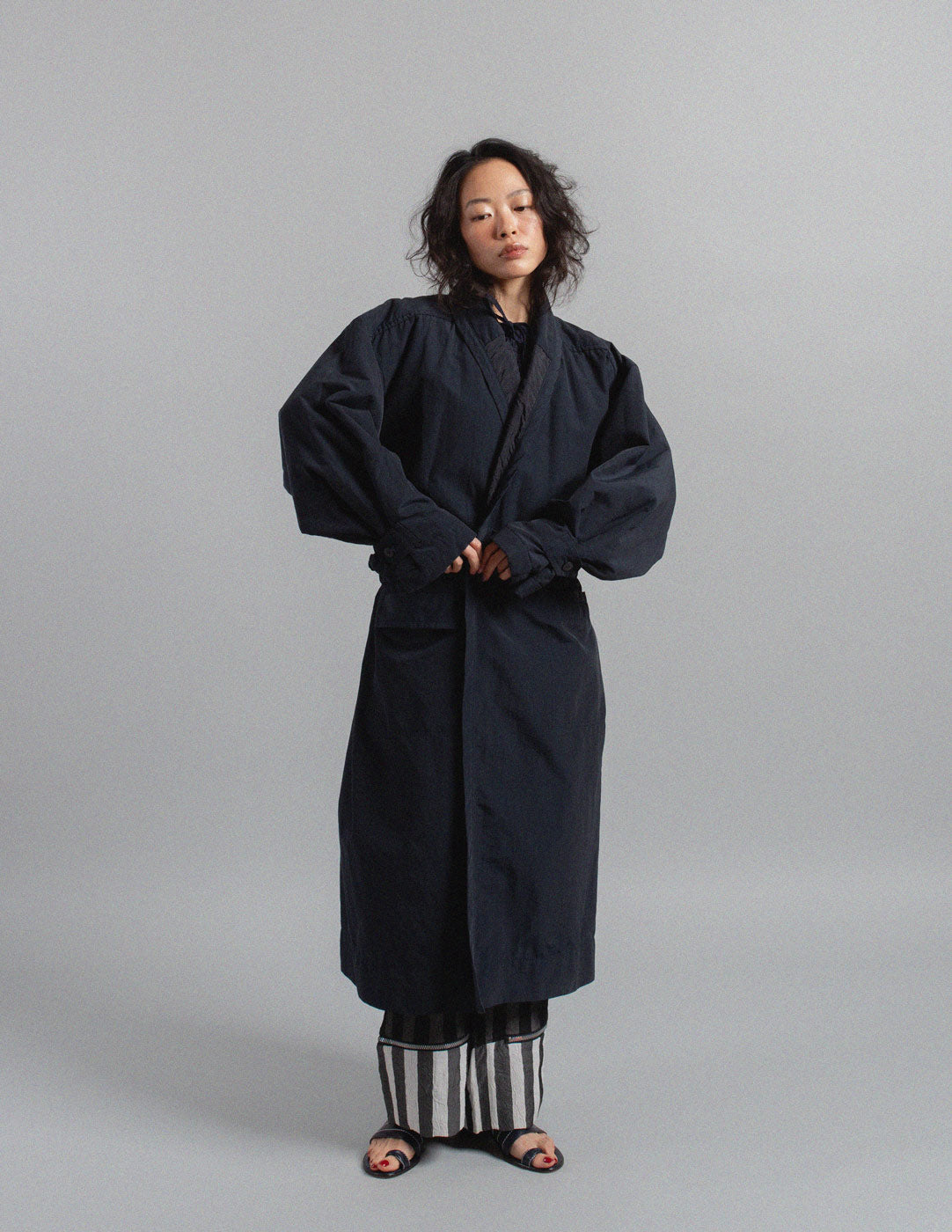 Plantation vintage navy quilted wrap coat