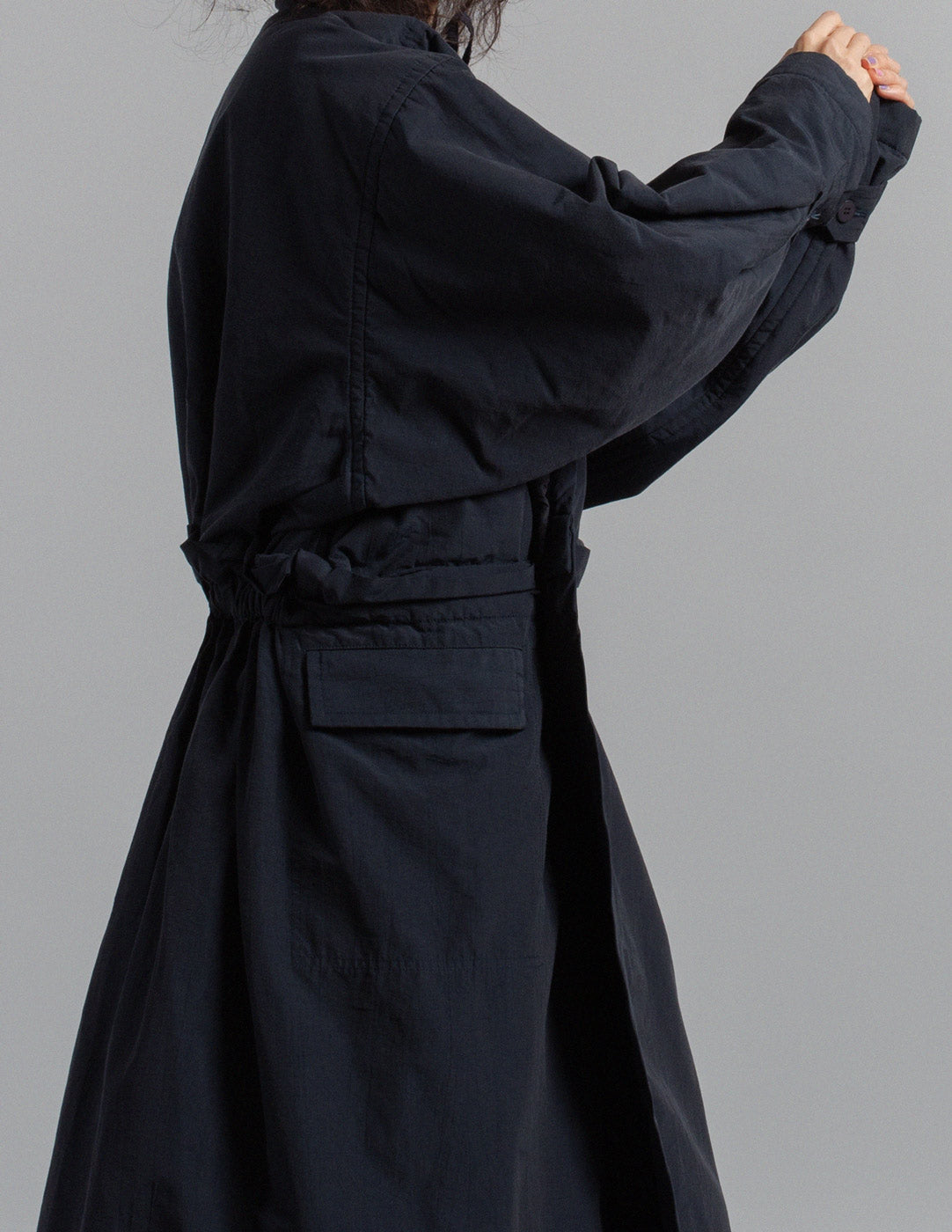 Plantation vintage navy quilted wrap coat detail