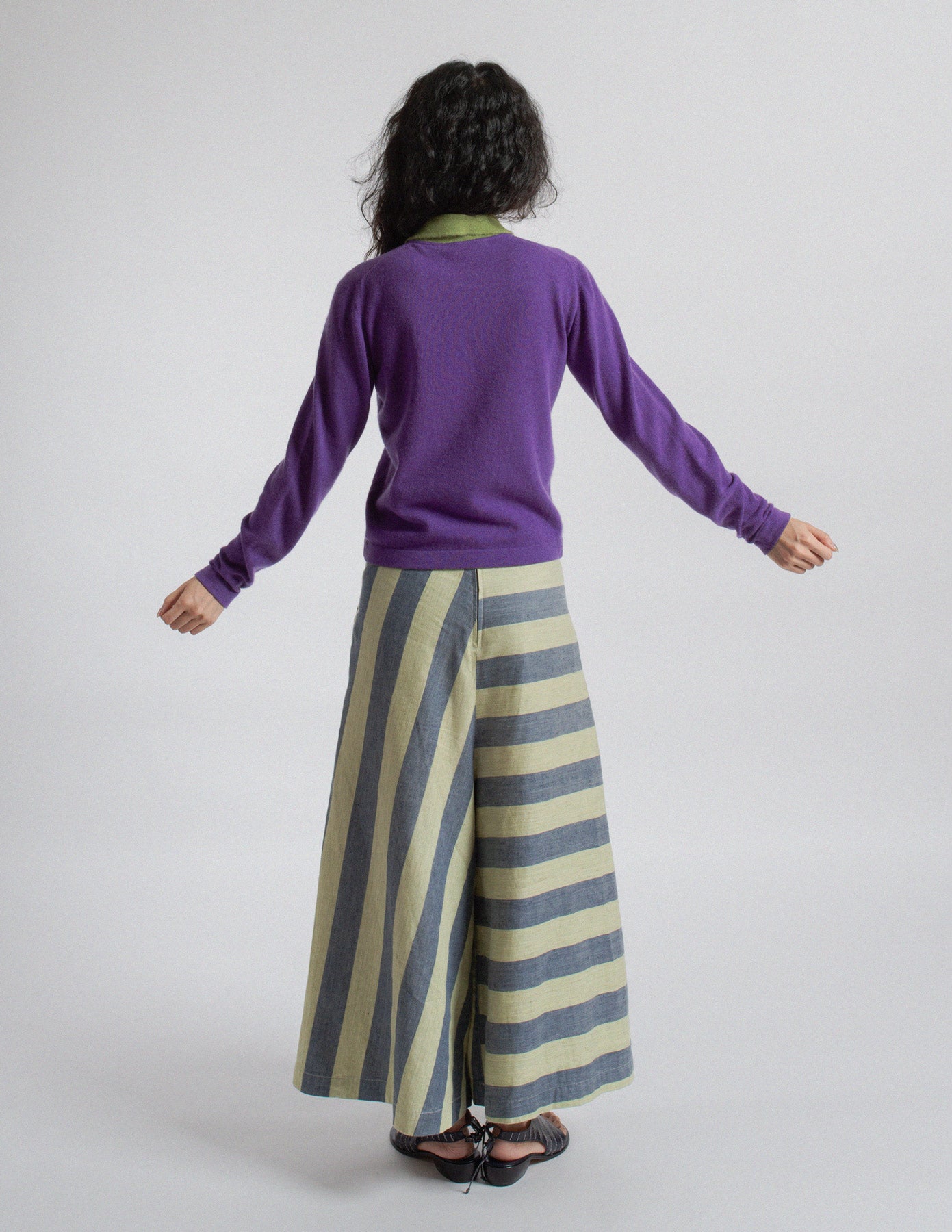 Kapital striped linen wide-leg trousers back view