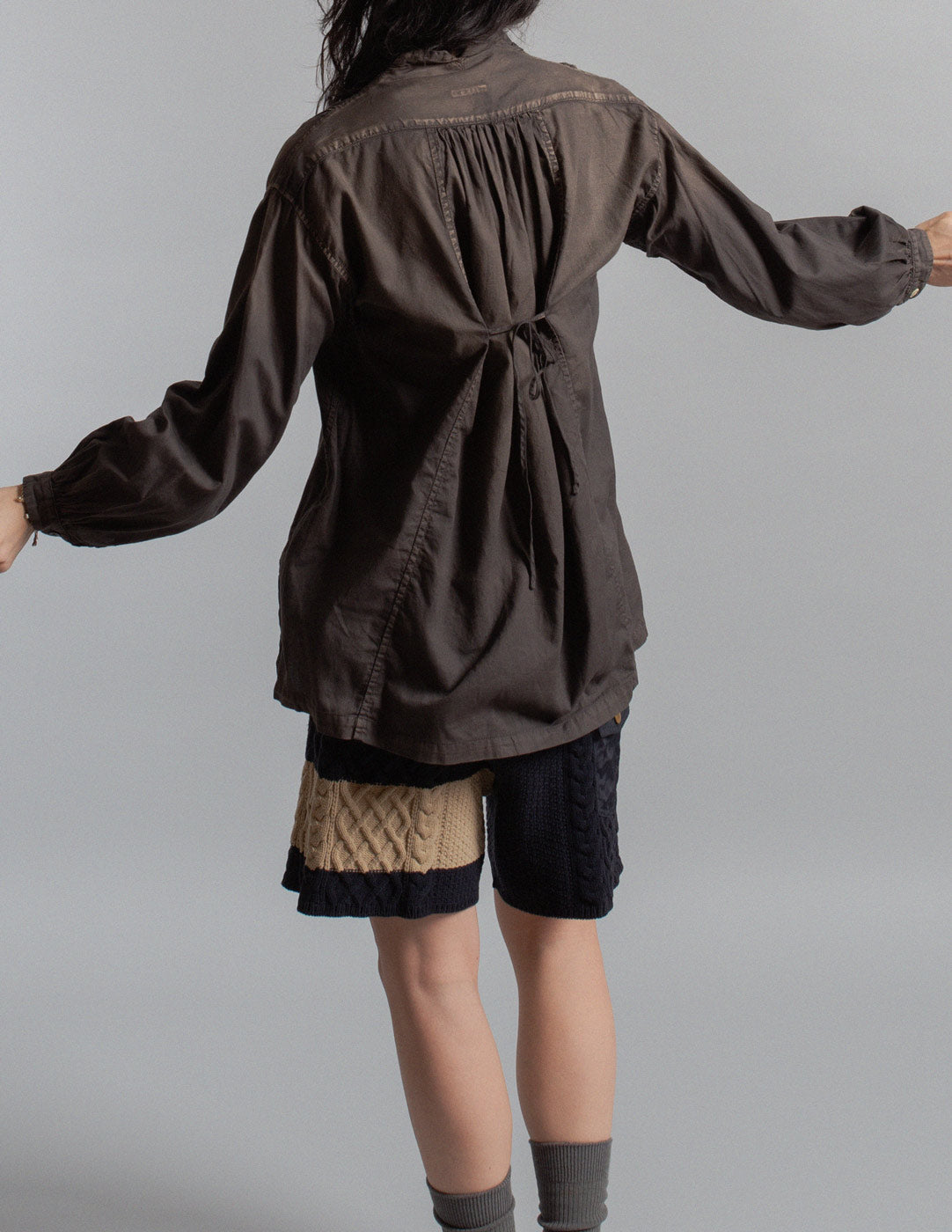 Kapital black wash gathered smock shirt back detail