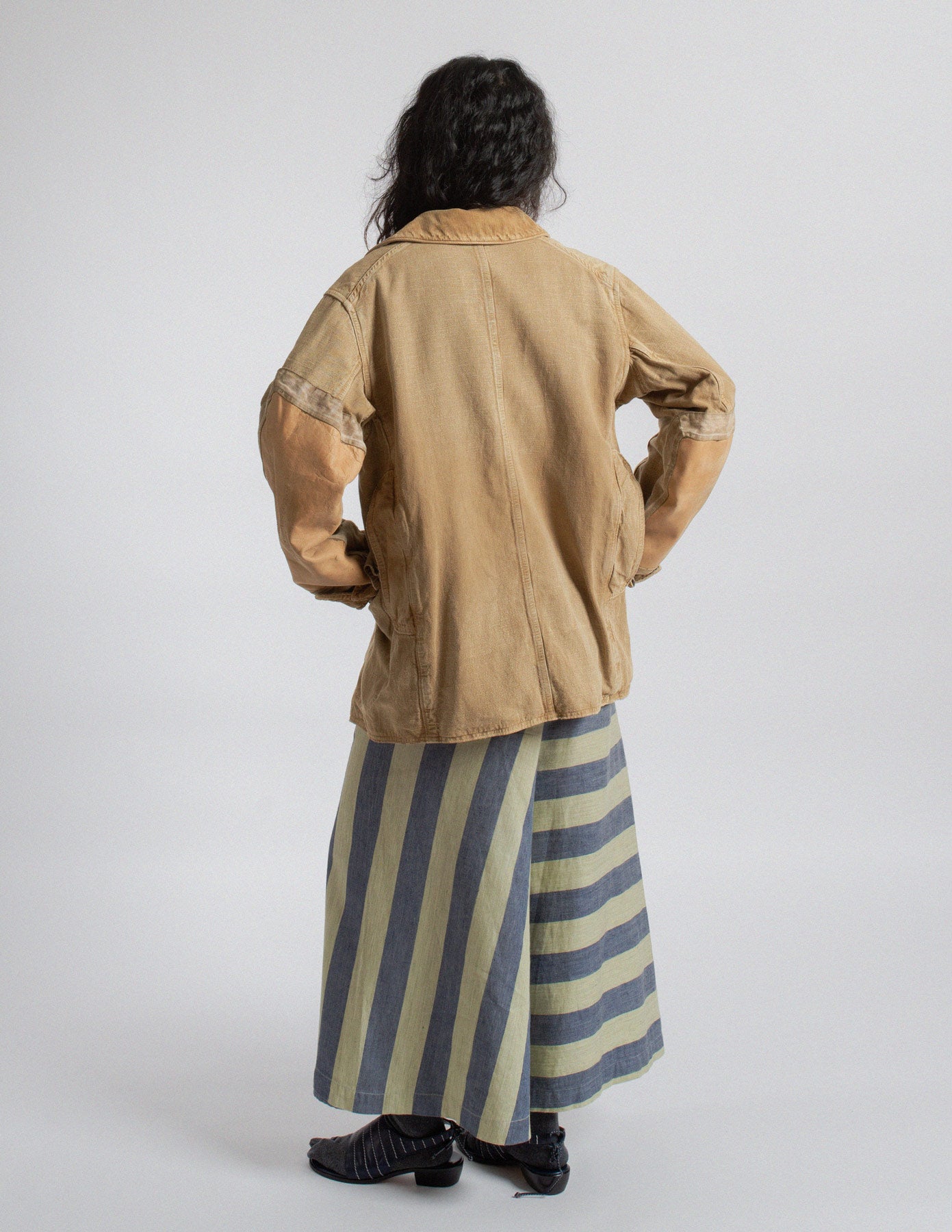 Kapital distressed canvas utility jacket back view