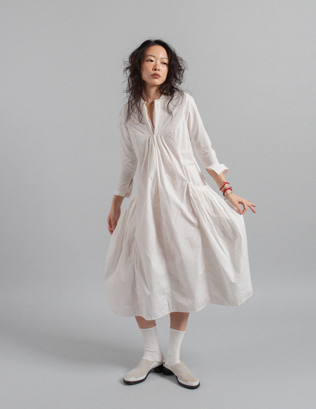 Kapital white cotton linen dress