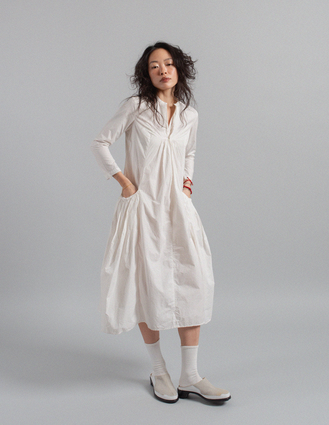 Kapital white cotton linen dress