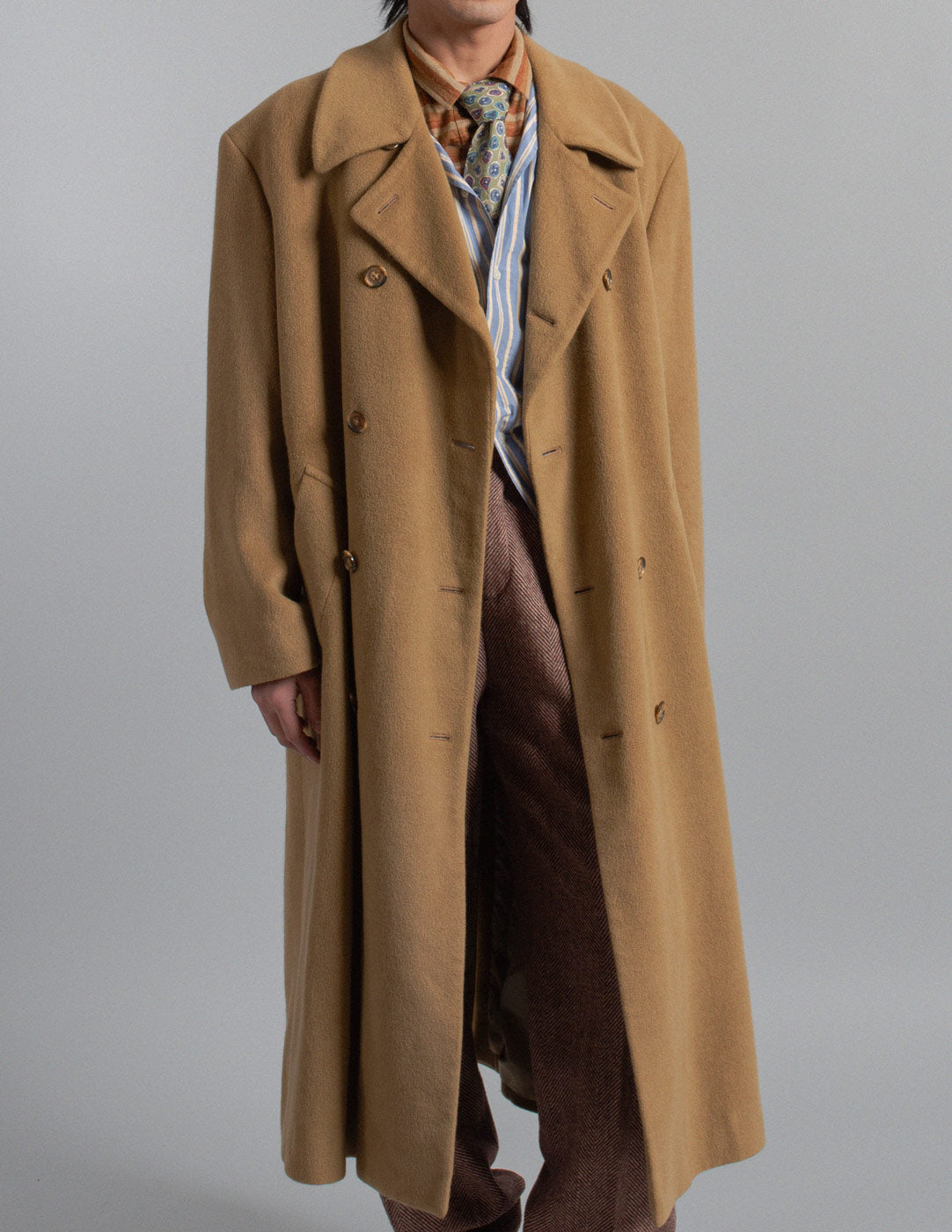 Krizia vintage camel wool coat detail