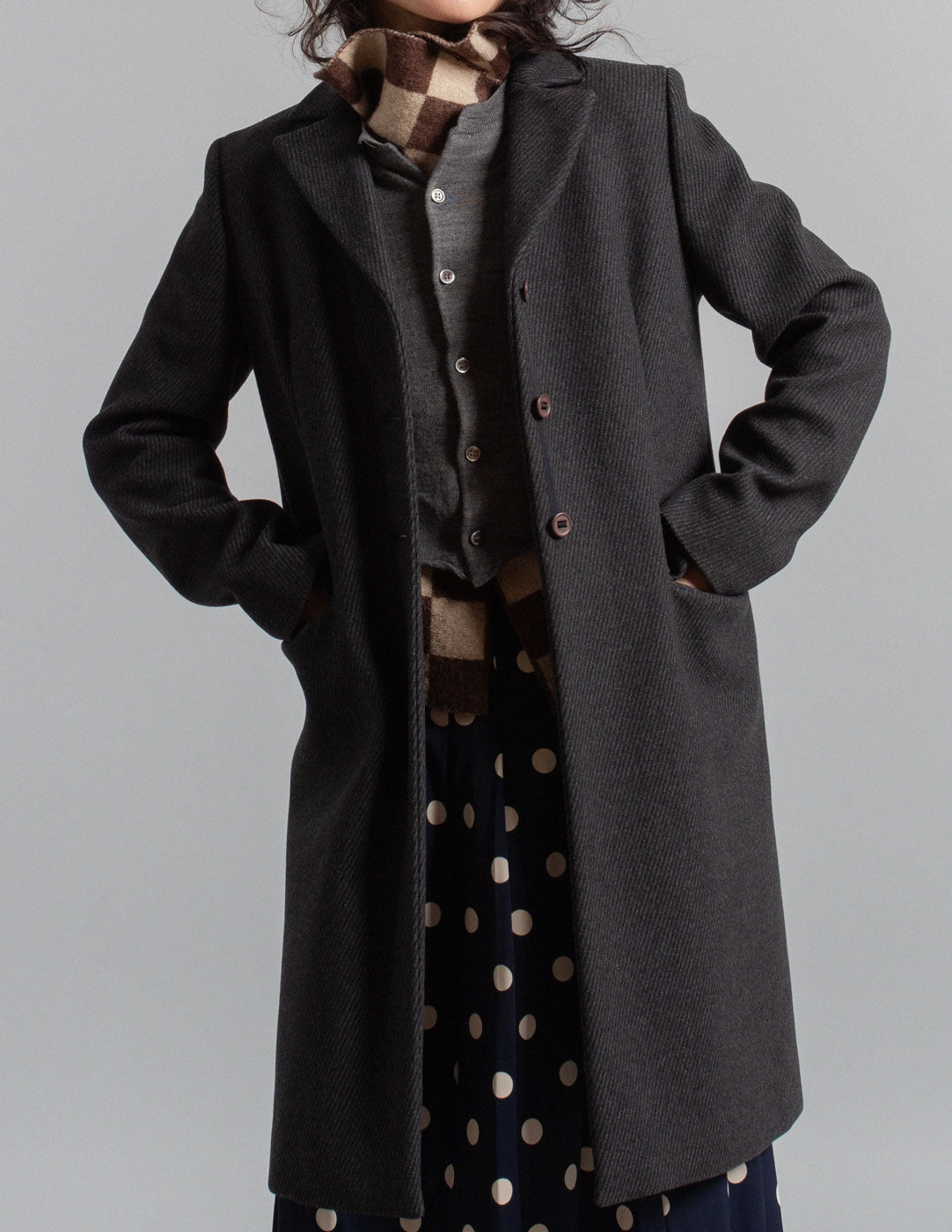 Miu Miu vintage charcoal gray tailored wool coat detail