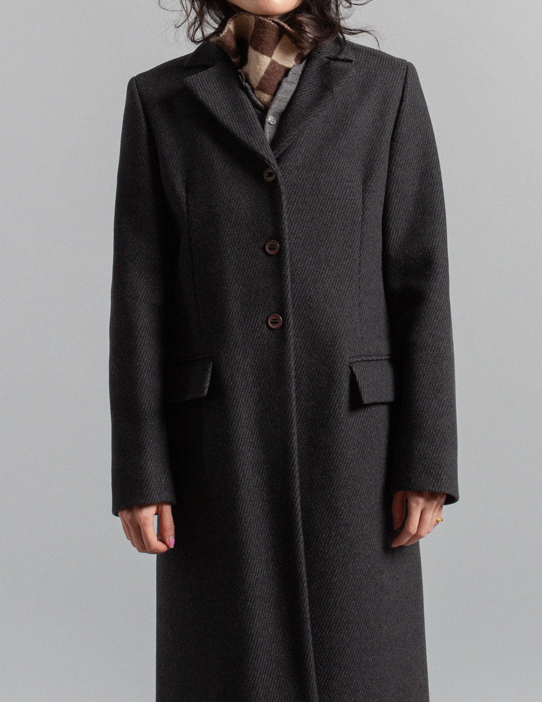Miu Miu vintage charcoal gray tailored wool coat detail