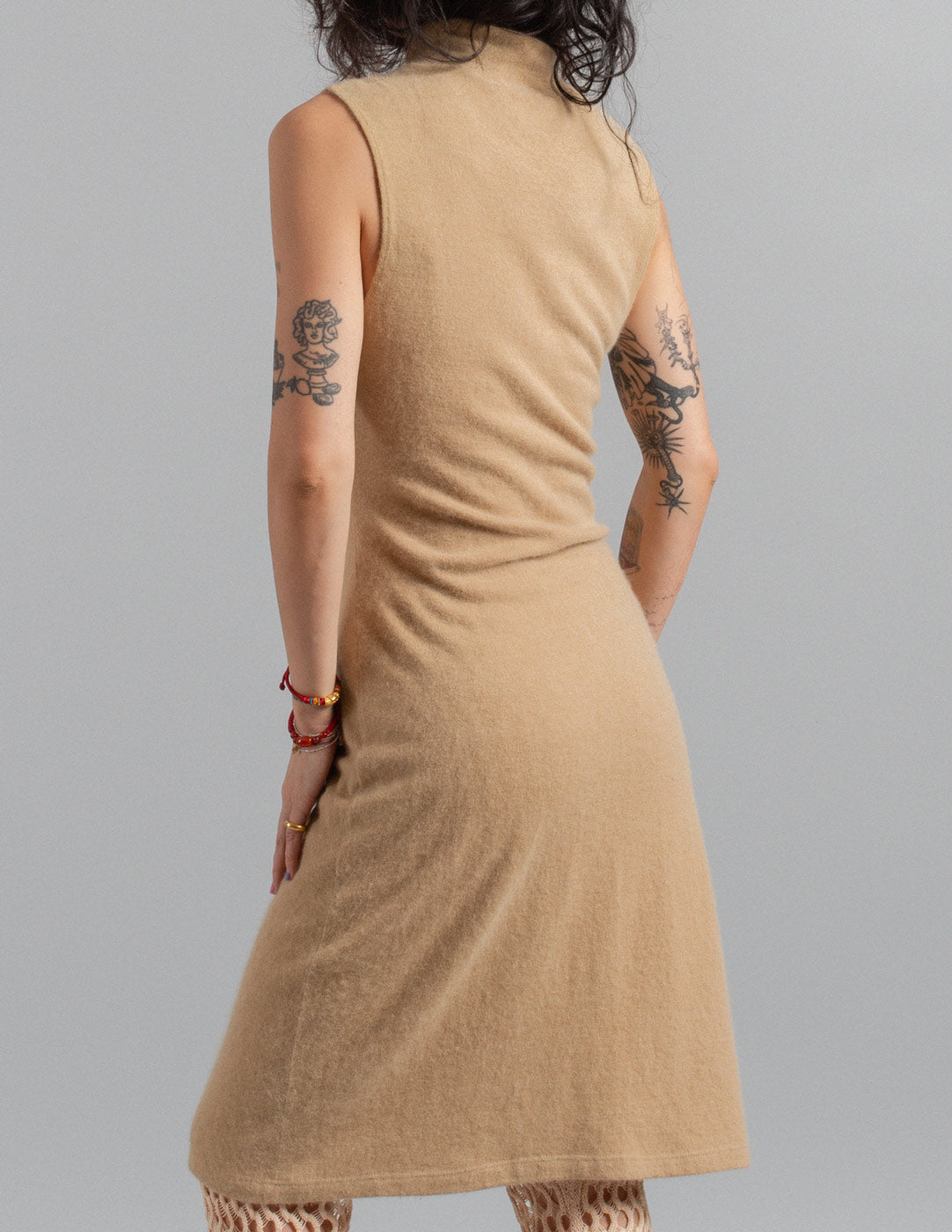 Moschino vintage angora rosette mock-neck knit dress back detail