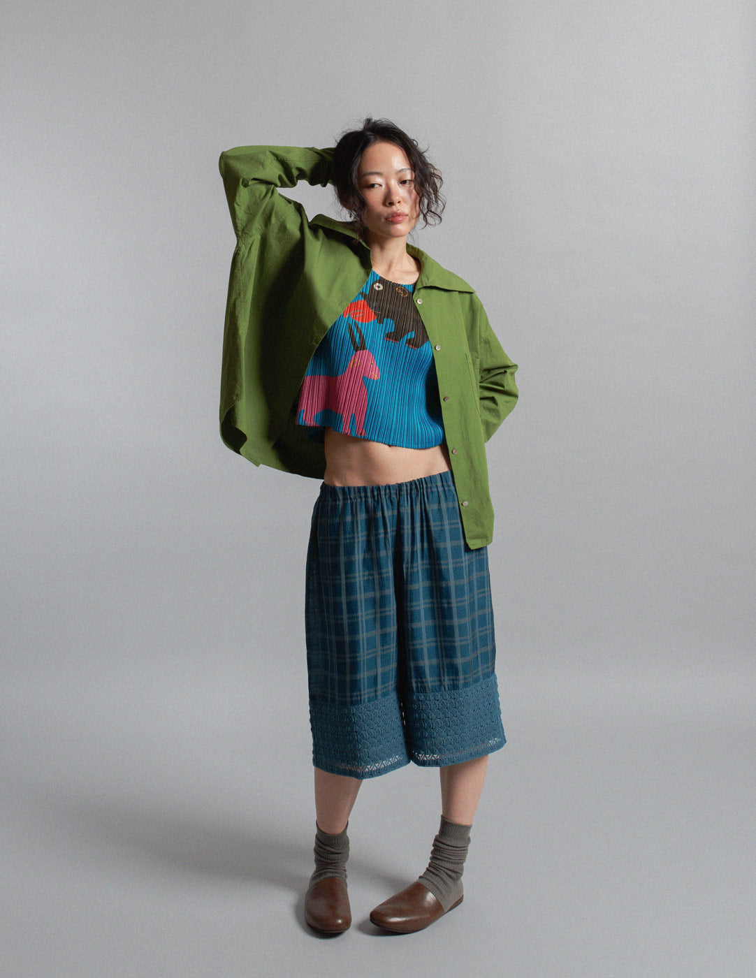 Romeo Gigli vintage earthy moss green cotton shirt