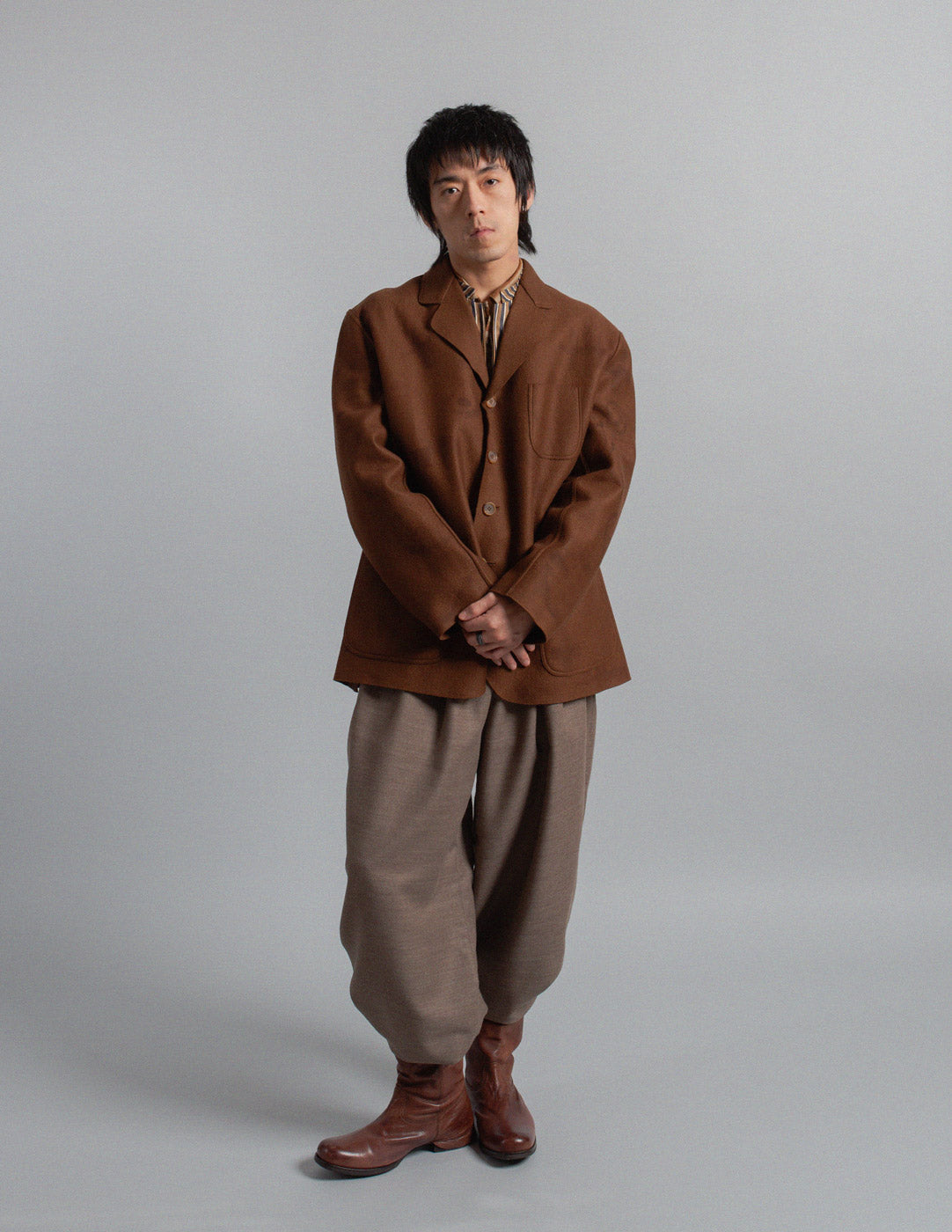 Romeo Gigli vintage brown brushed wool blazer