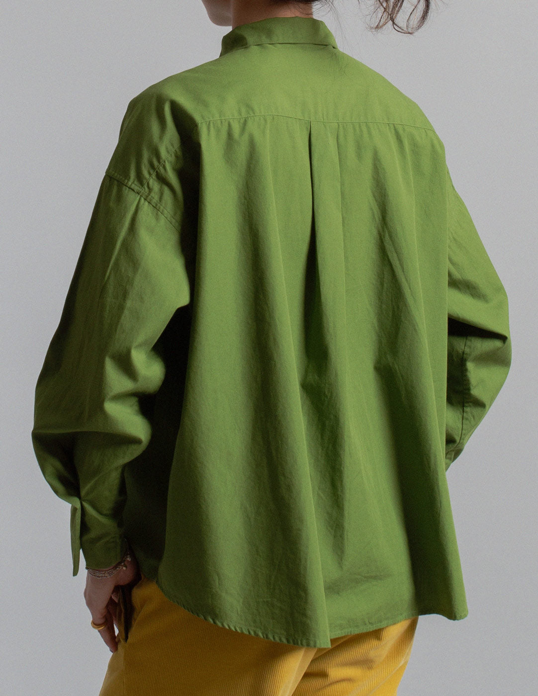 Romeo Gigli vintage earthy moss green cotton shirt back detail