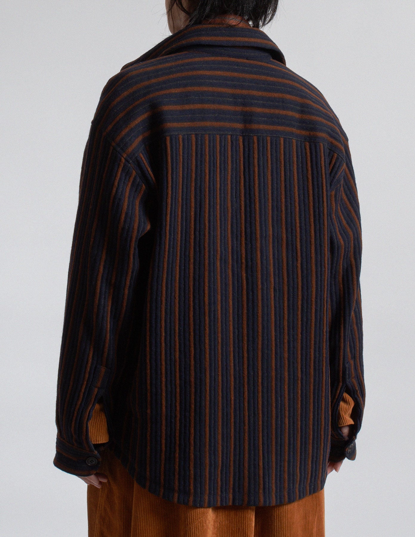 Romeo Gigli vintage striped textured wool chore jacket back detail
