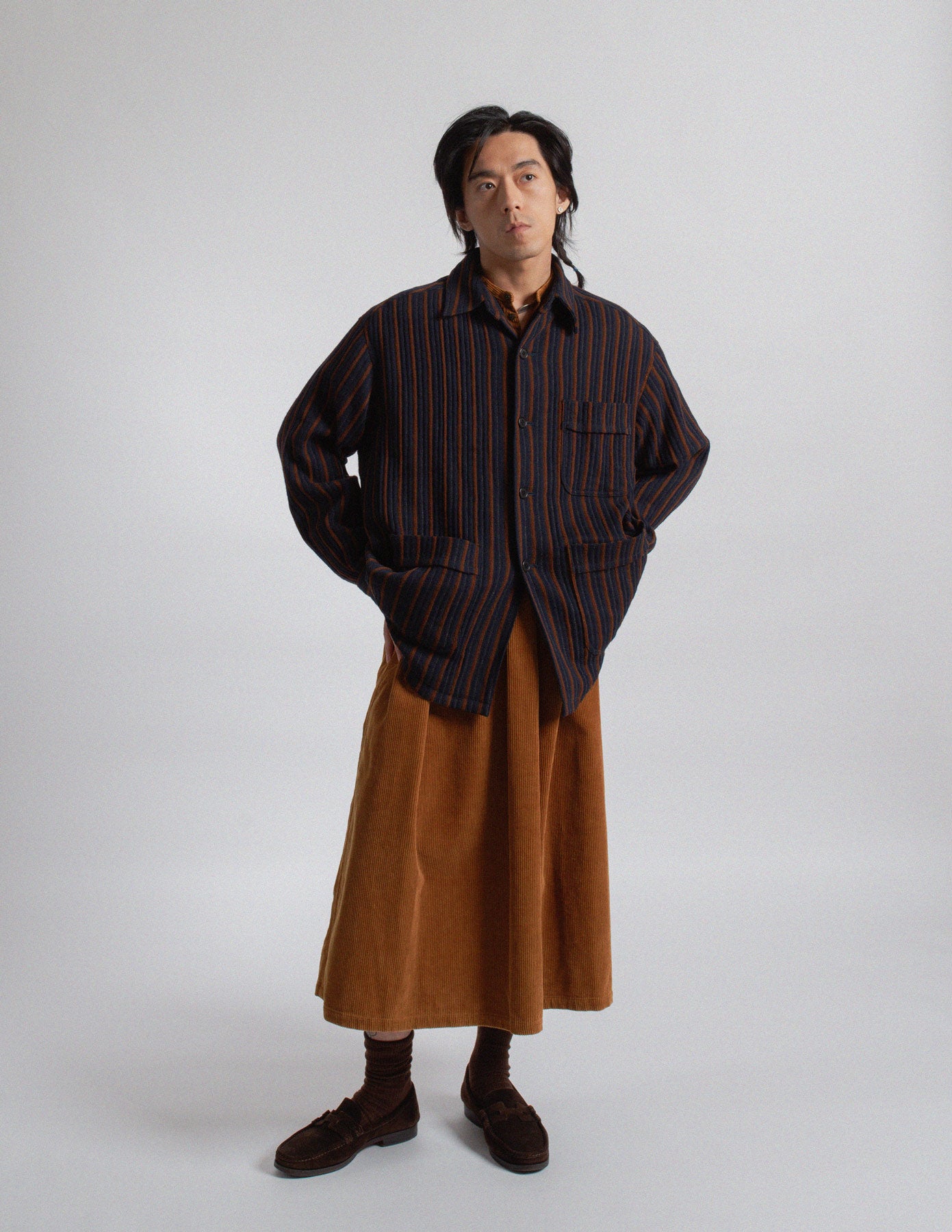 Romeo Gigli vintage striped textured wool chore jacket