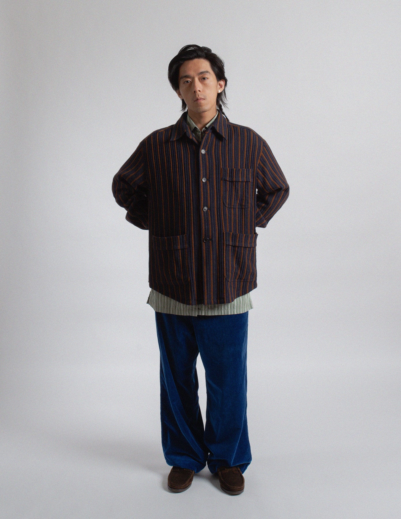 Romeo Gigli vintage striped textured wool chore jacket