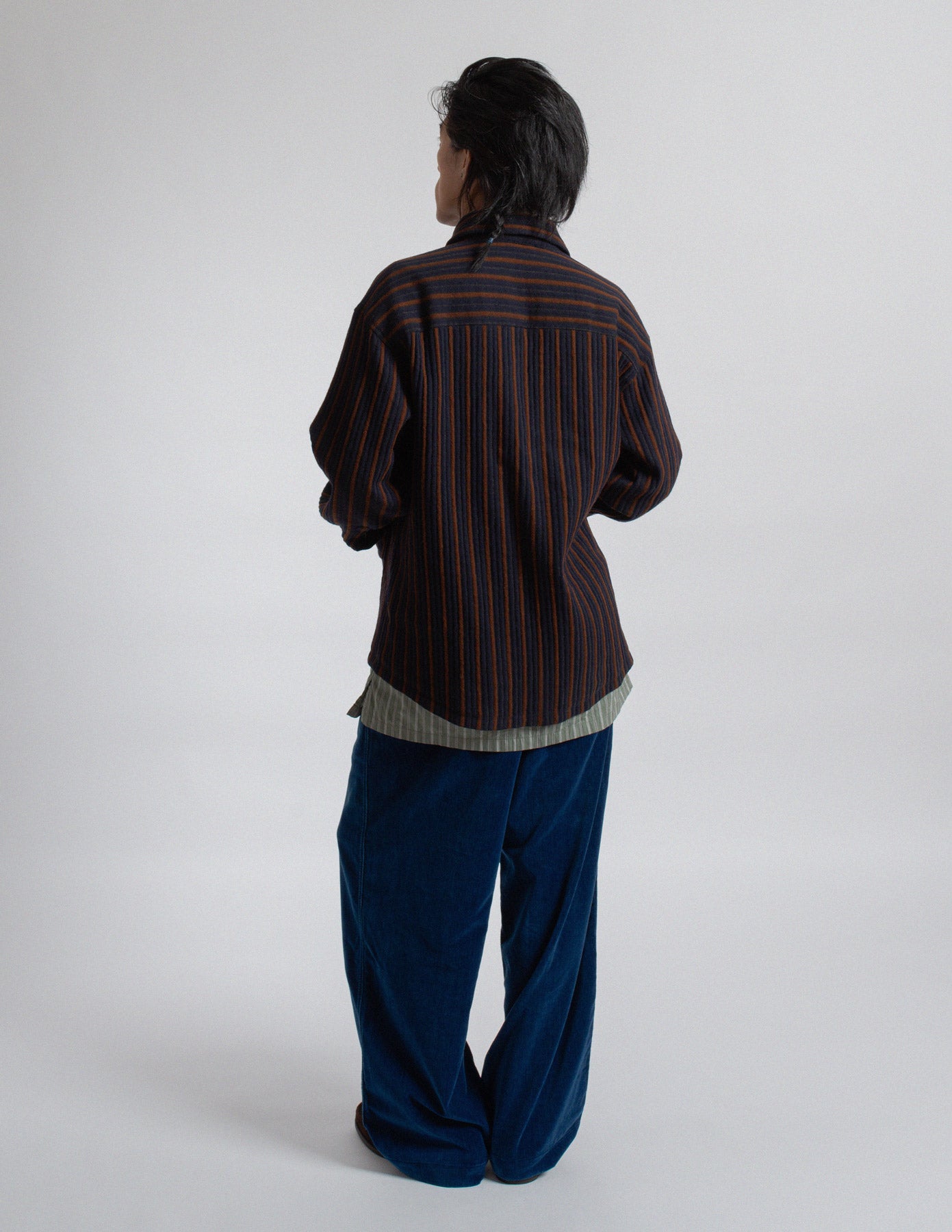 Romeo Gigli vintage striped textured wool chore jacket back view