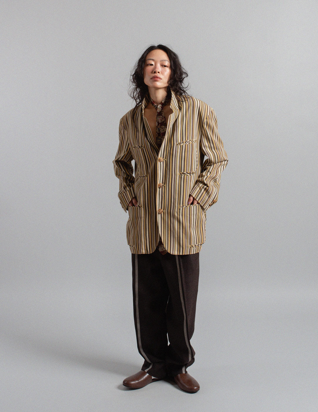 Issey Miyake vintage striped cotton blazer