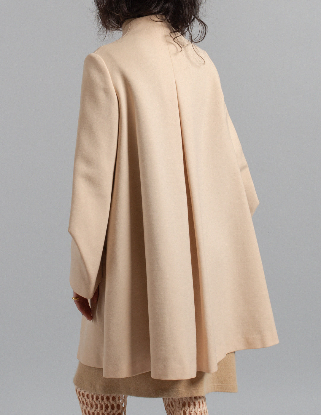 Sybilla vintage eggshell sculptural wool swing coat back detail