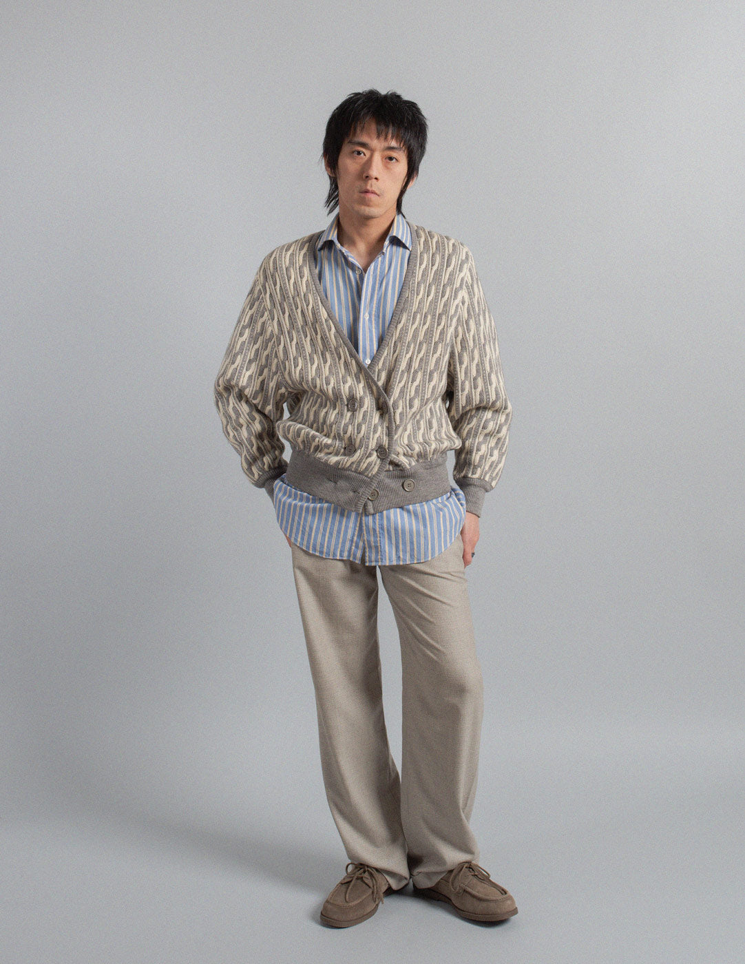 Valentino vintage textured cable knit double-breasted cardigan