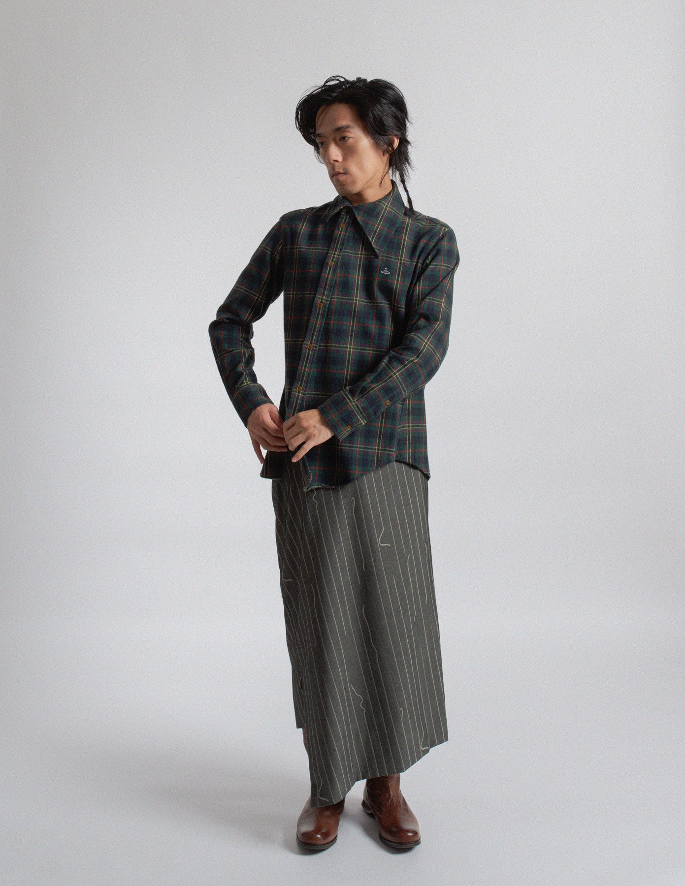 Vivienne Westwood Man tartan plaid cotton flannel shirt