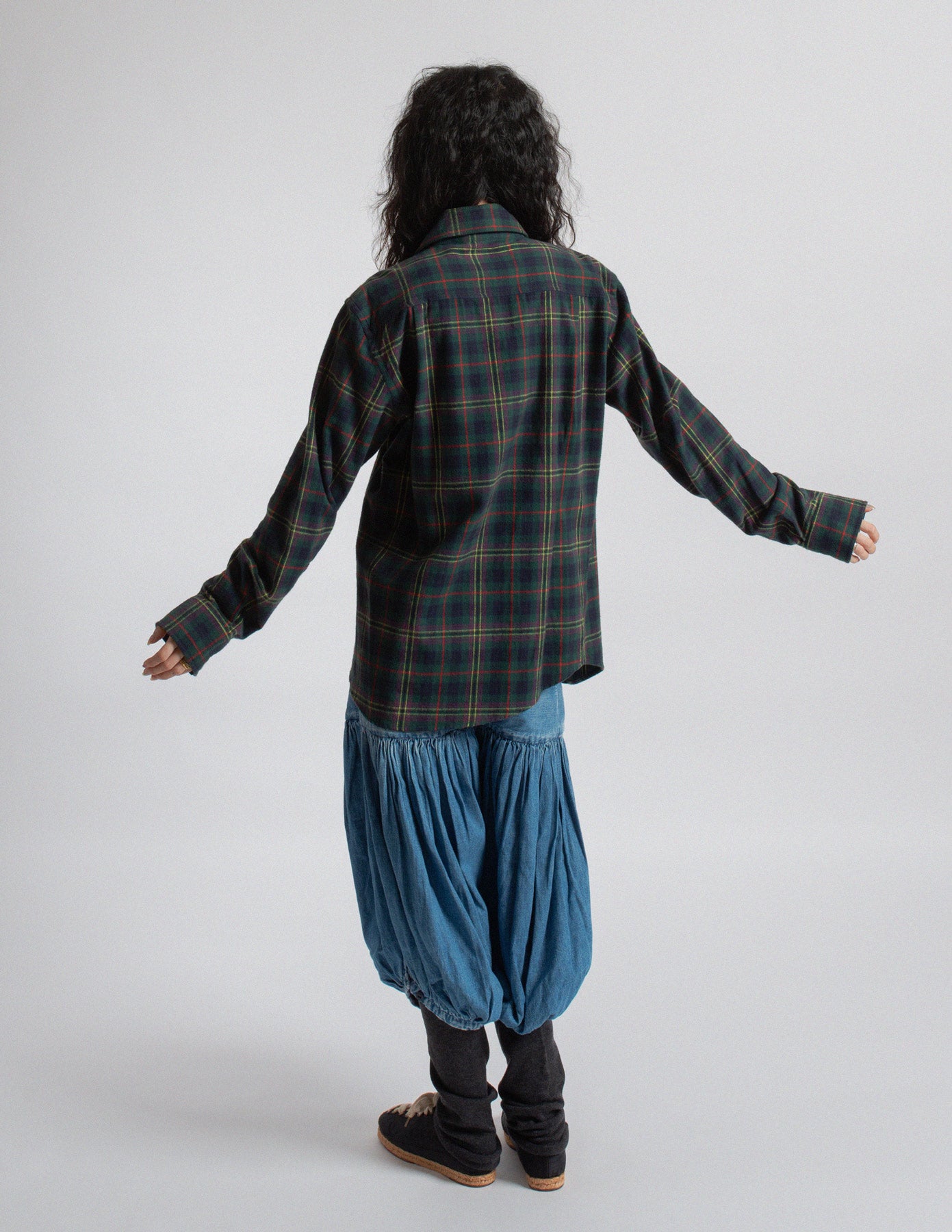 Vivienne Westwood Man tartan plaid cotton flannel shirt back view