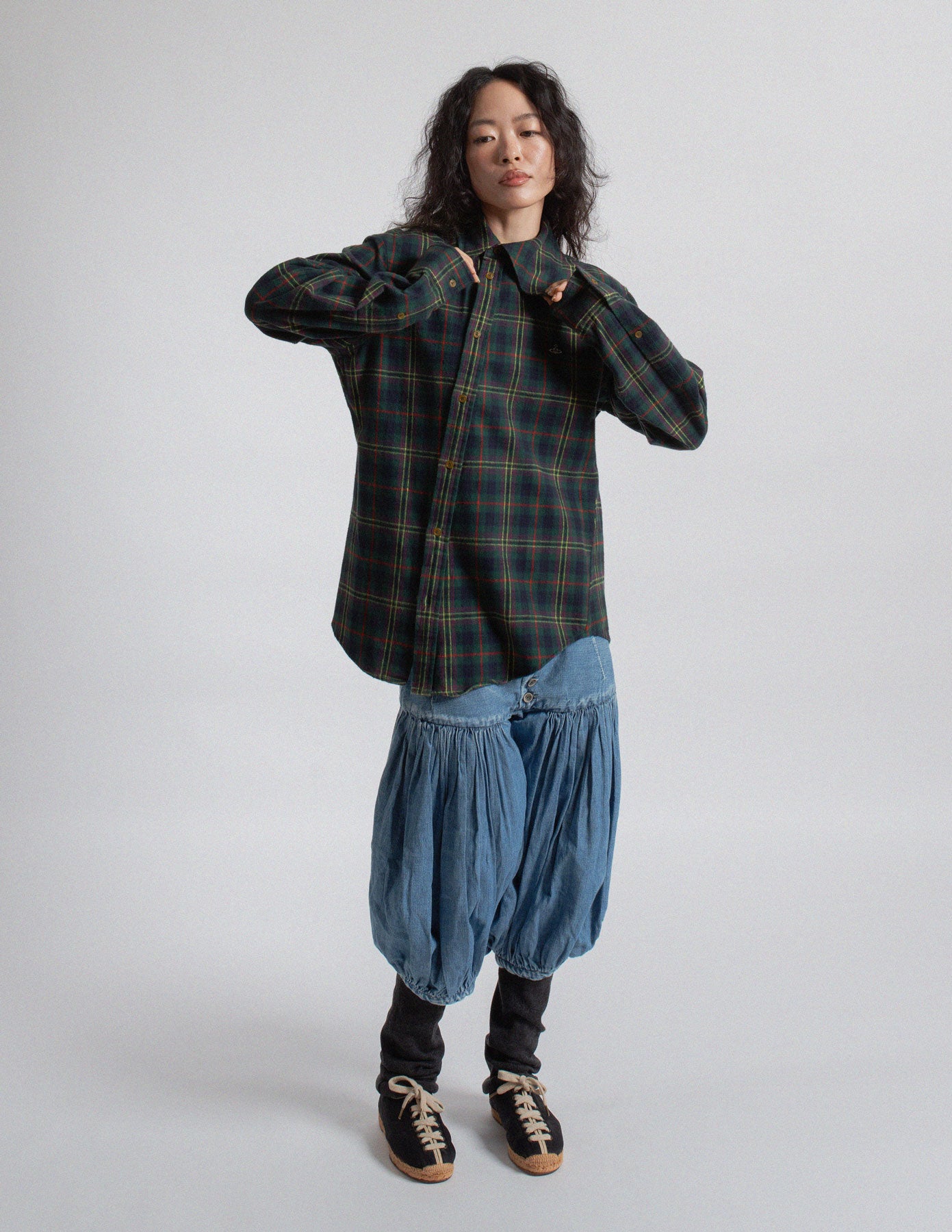 Kapital light wash denim balloon bloomers