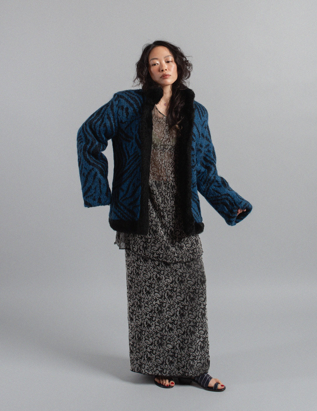 Comme des Garçons vintage devoré velvet sheer top and skirt set