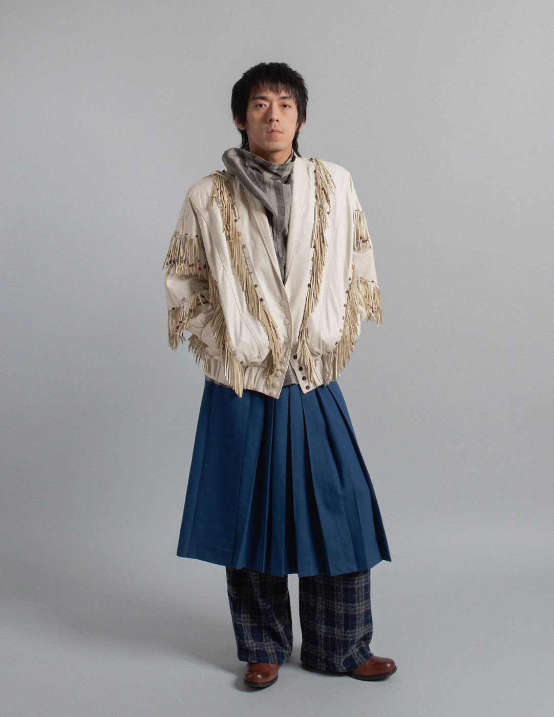 Workroom 70s by Gene Stranquist vintage artisanal beaded fringe leather jacket