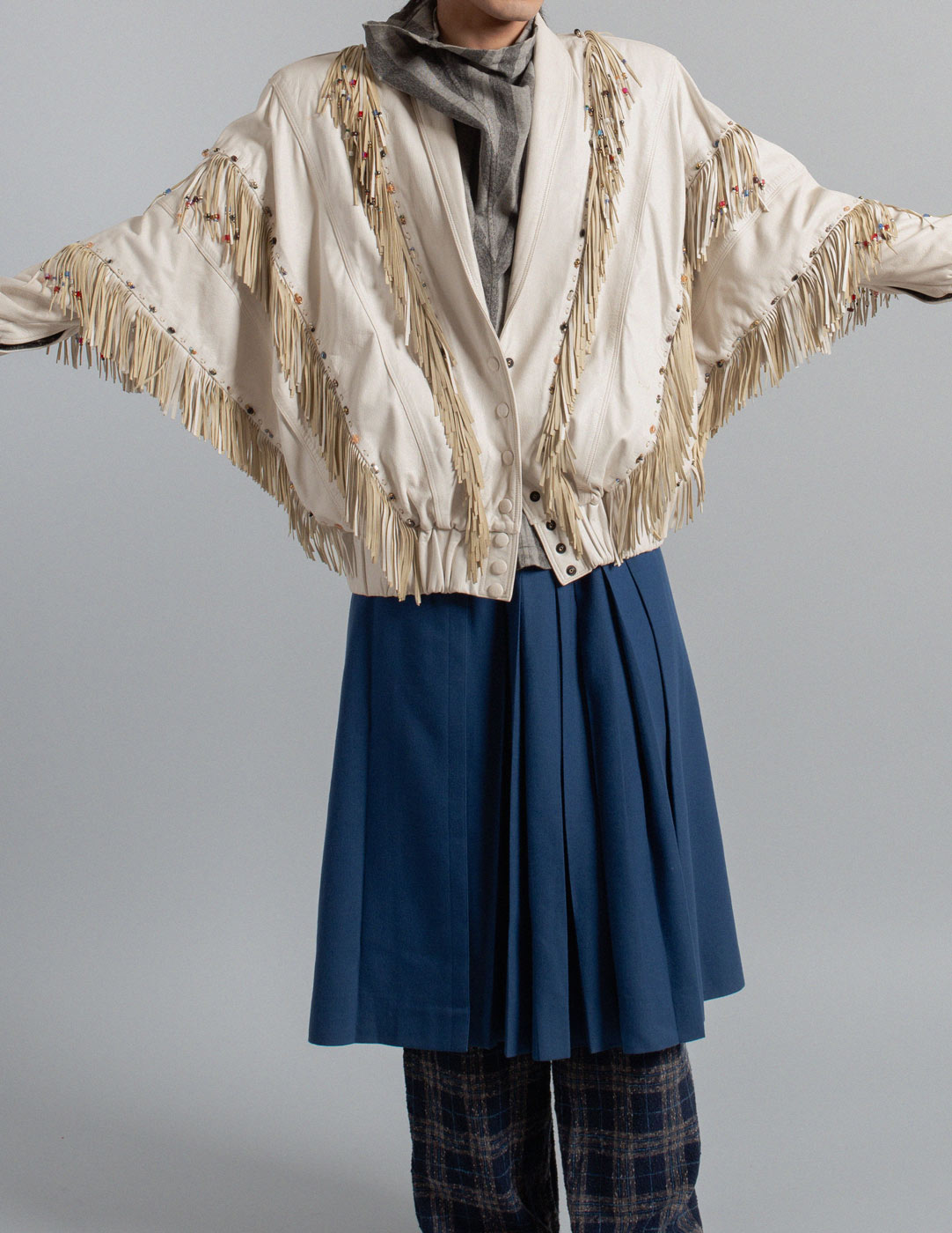 Workroom 70s by Gene Stranquist vintage artisanal beaded fringe leather jacket