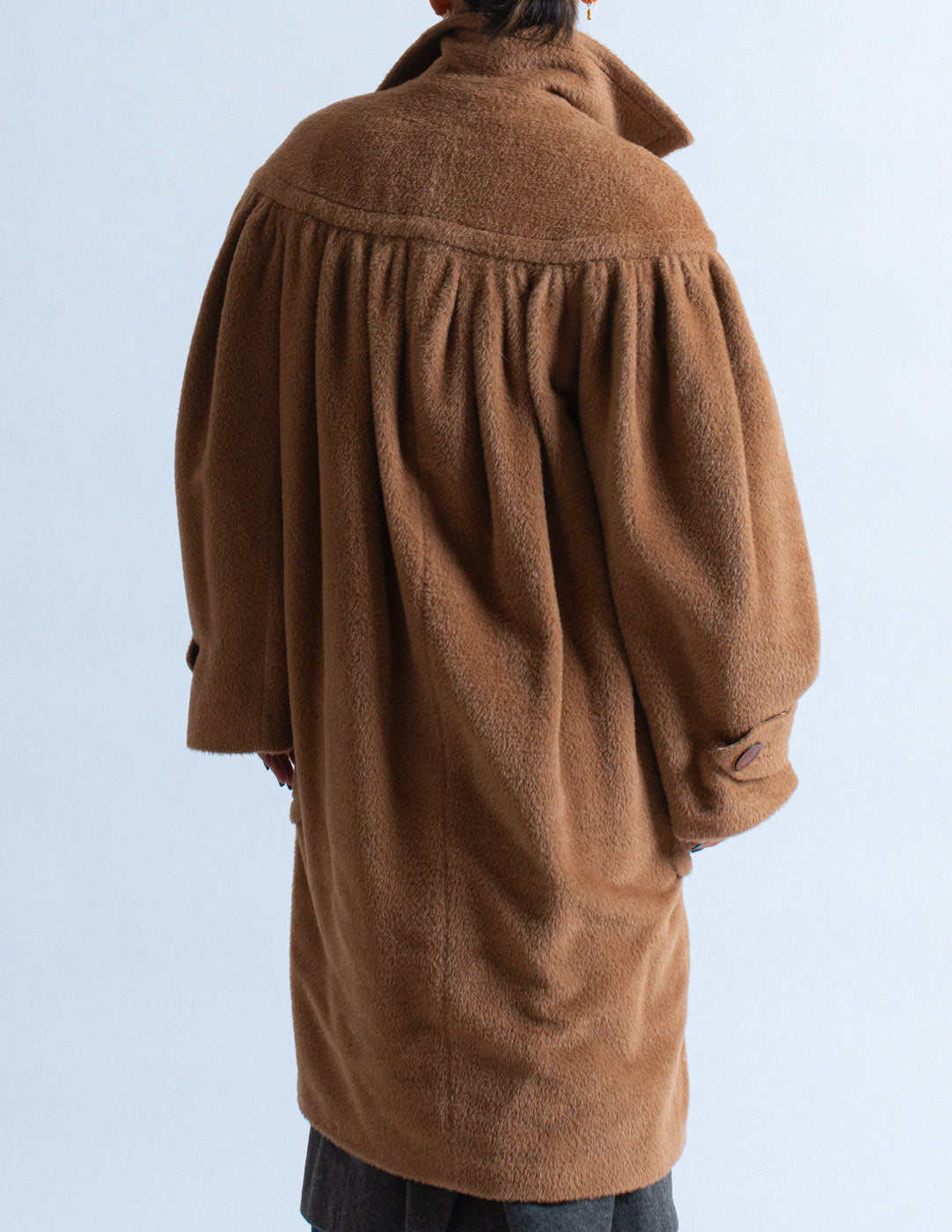 Gianfranco Ferré vintage camel alpaca wool coat with belt back detail