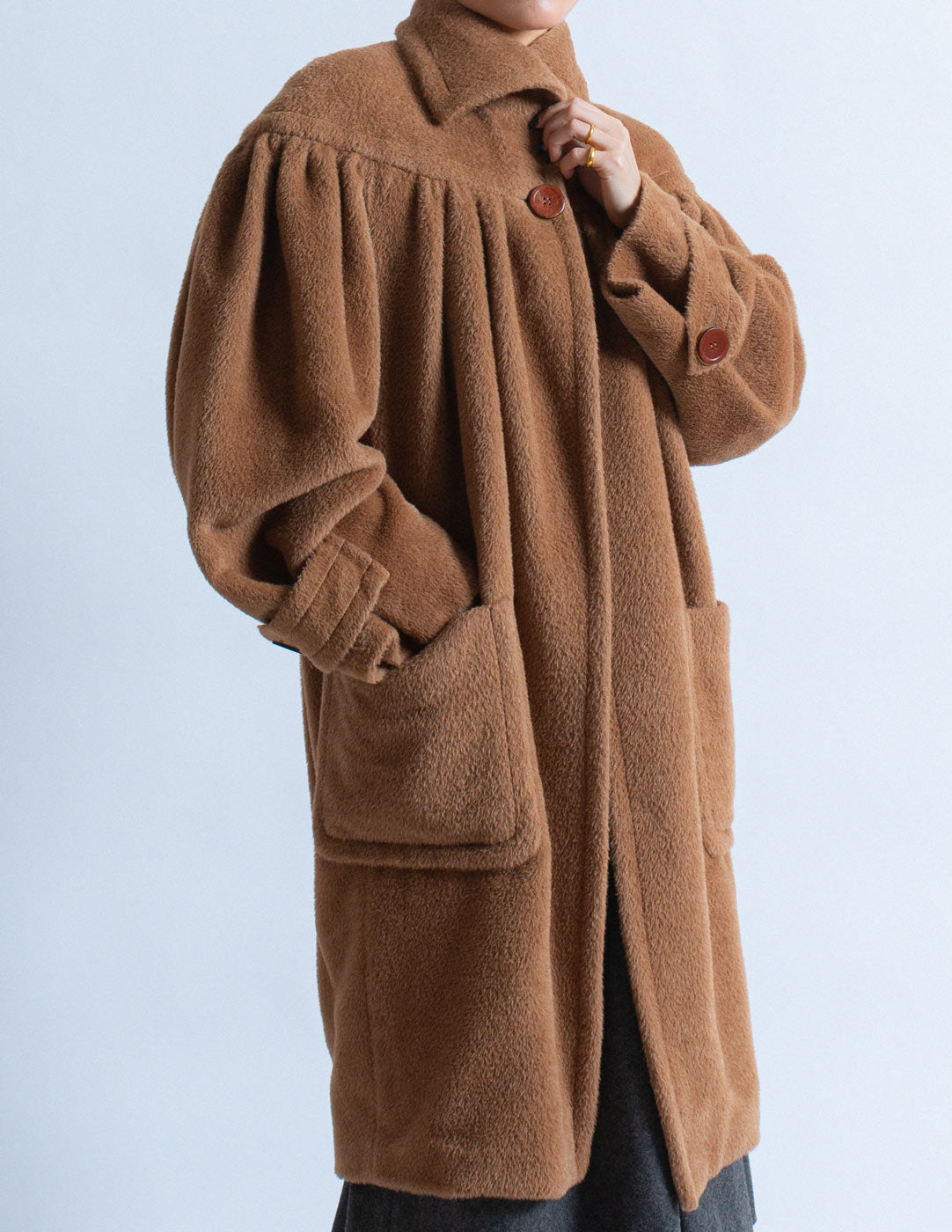 Gianfranco Ferré vintage camel alpaca wool coat with belt detail