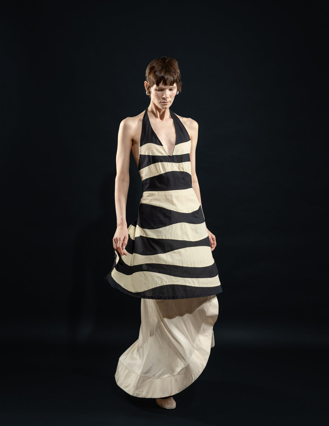 Sybilla vintage striped cotton linen halter dress