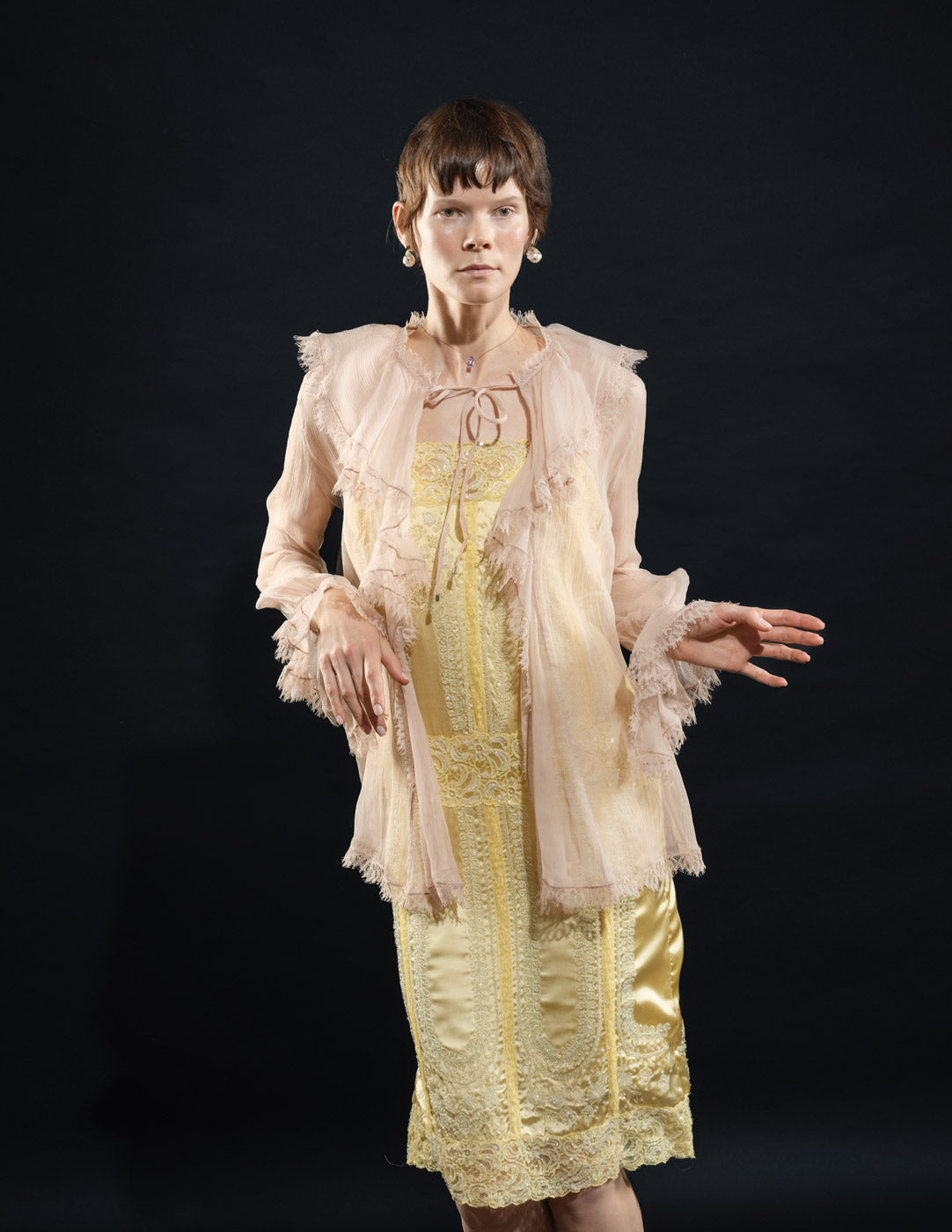 Blumarine dusty pink sheer silk blouse