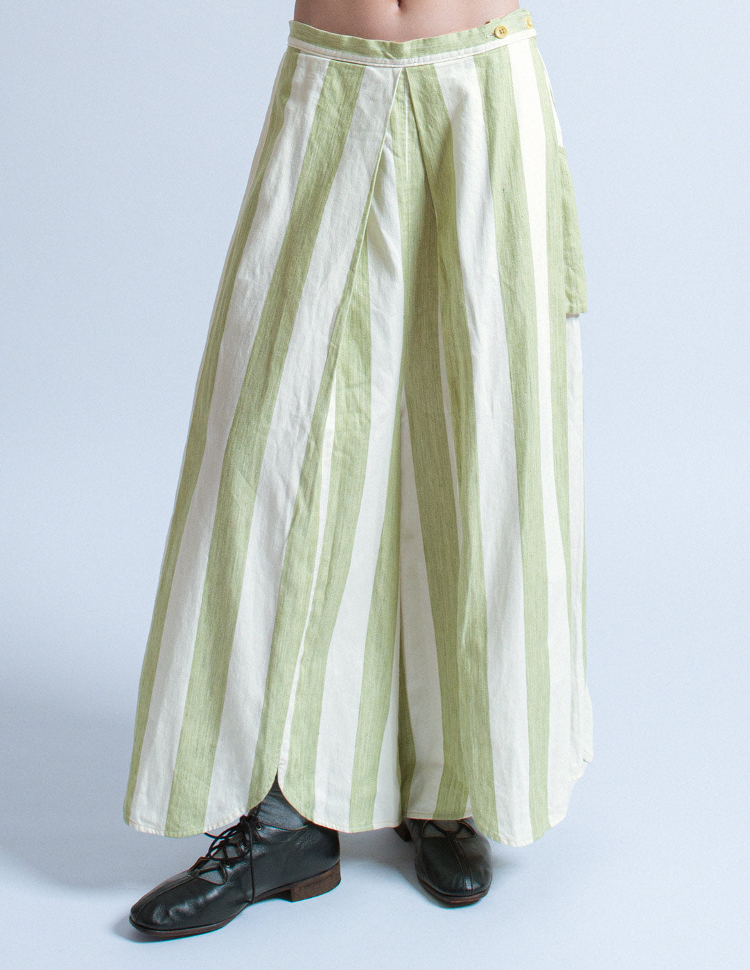 Kapital green striped wide legged trousers