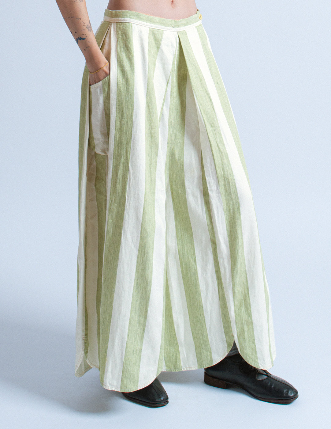 Kapital green striped wide legged trousers