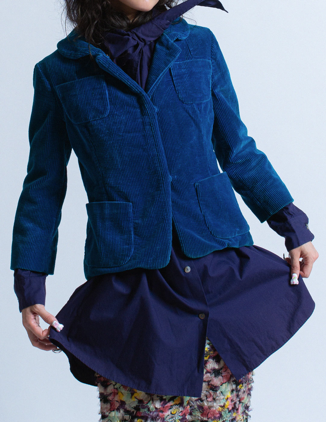 Marni blue corduroy blazer detail