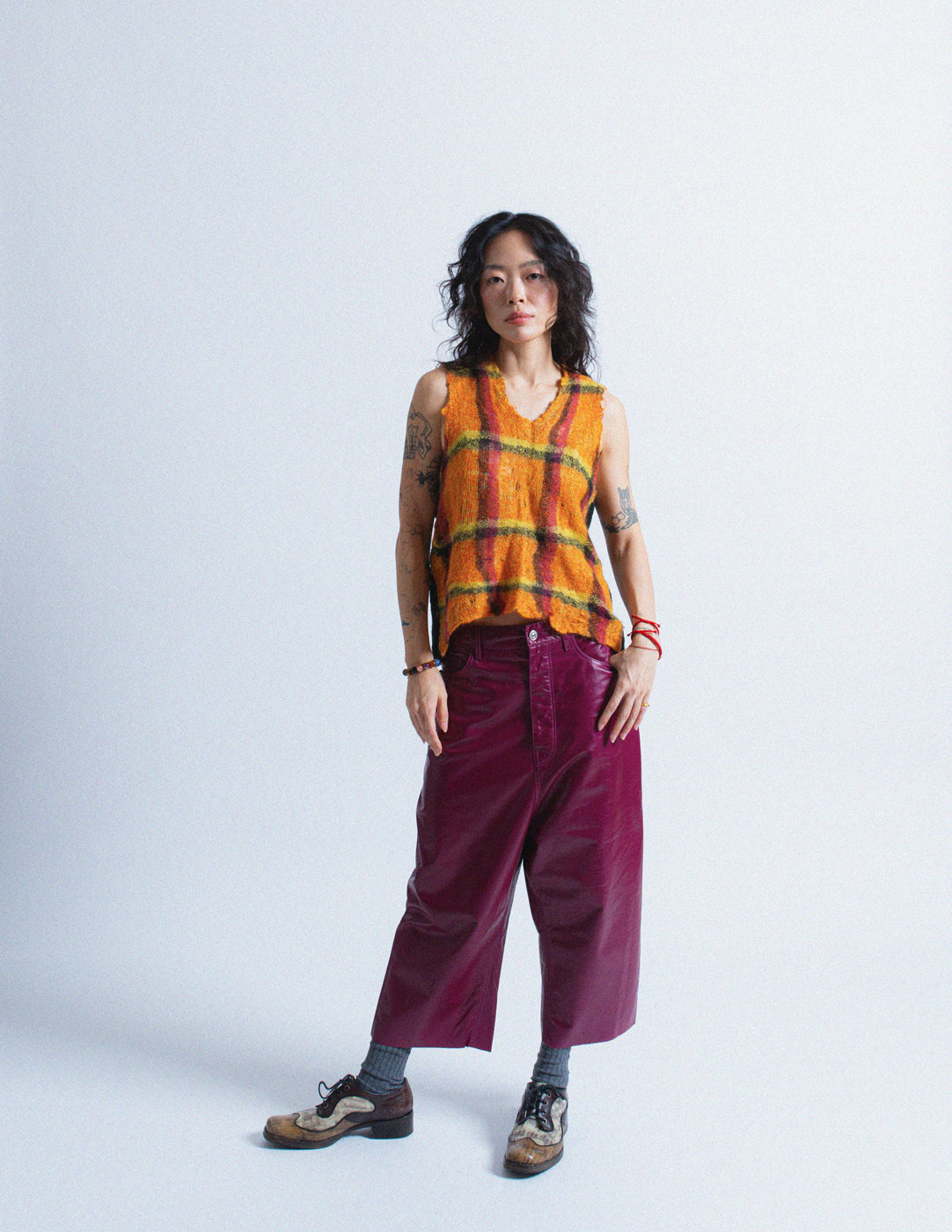 Comme des Garçons vintage orange plaid wool vest