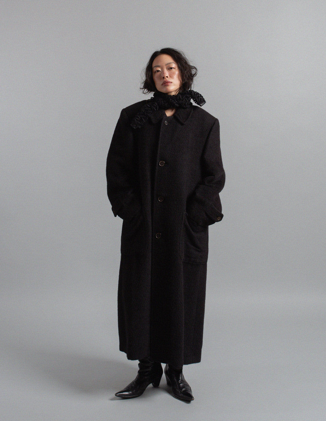 Gianfranco Ferré vintage black brushed wool coat
